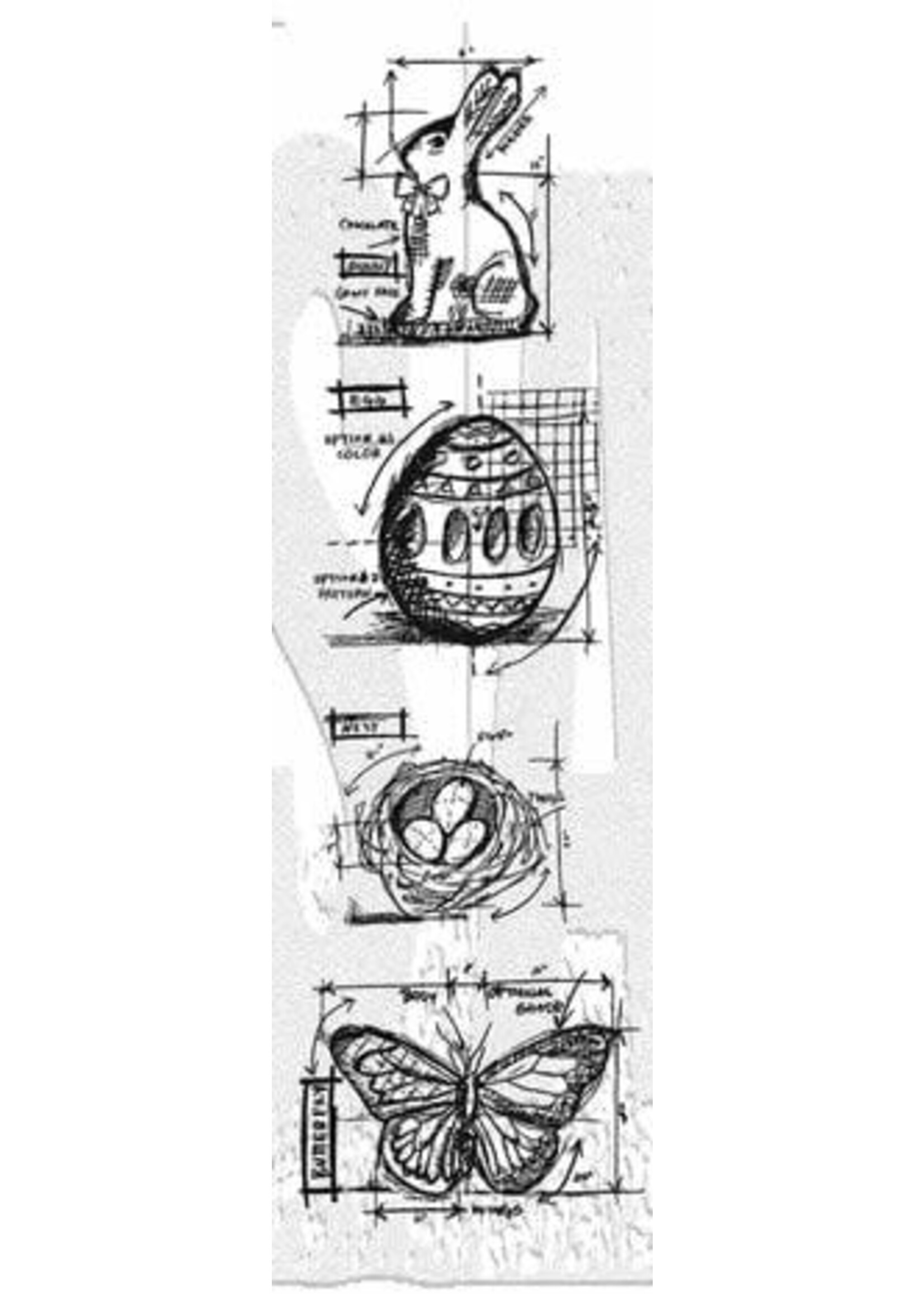 Easter Mini Tim Holtz Blueprints Strip Stamps (THMB005)