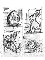 Easter Blueprint Tim Holtz Cling Stamps (CMS144)
