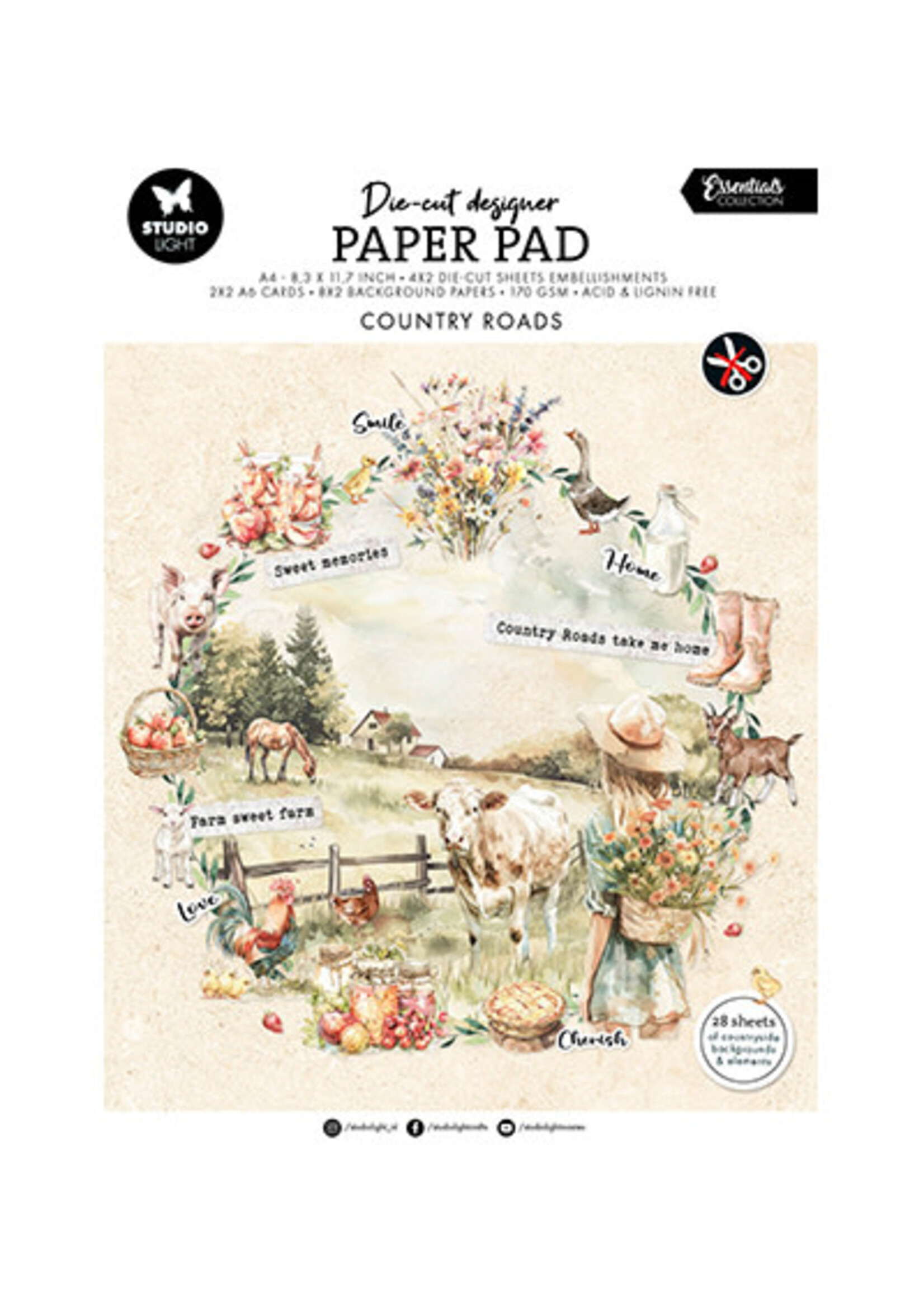 SL-ES-DCPP310 - Die-cut Paper Pad Country roads Essentials nr.310