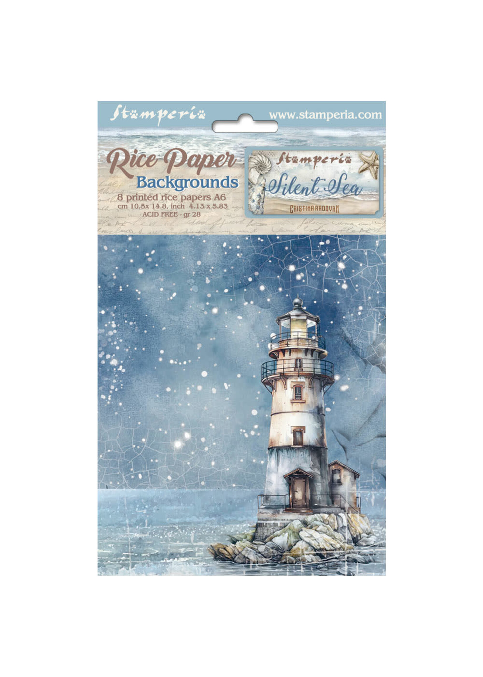 Selectie 8 Rijstpapier A6 achtergronden - Silent Sea CME-code: DFSAK6040