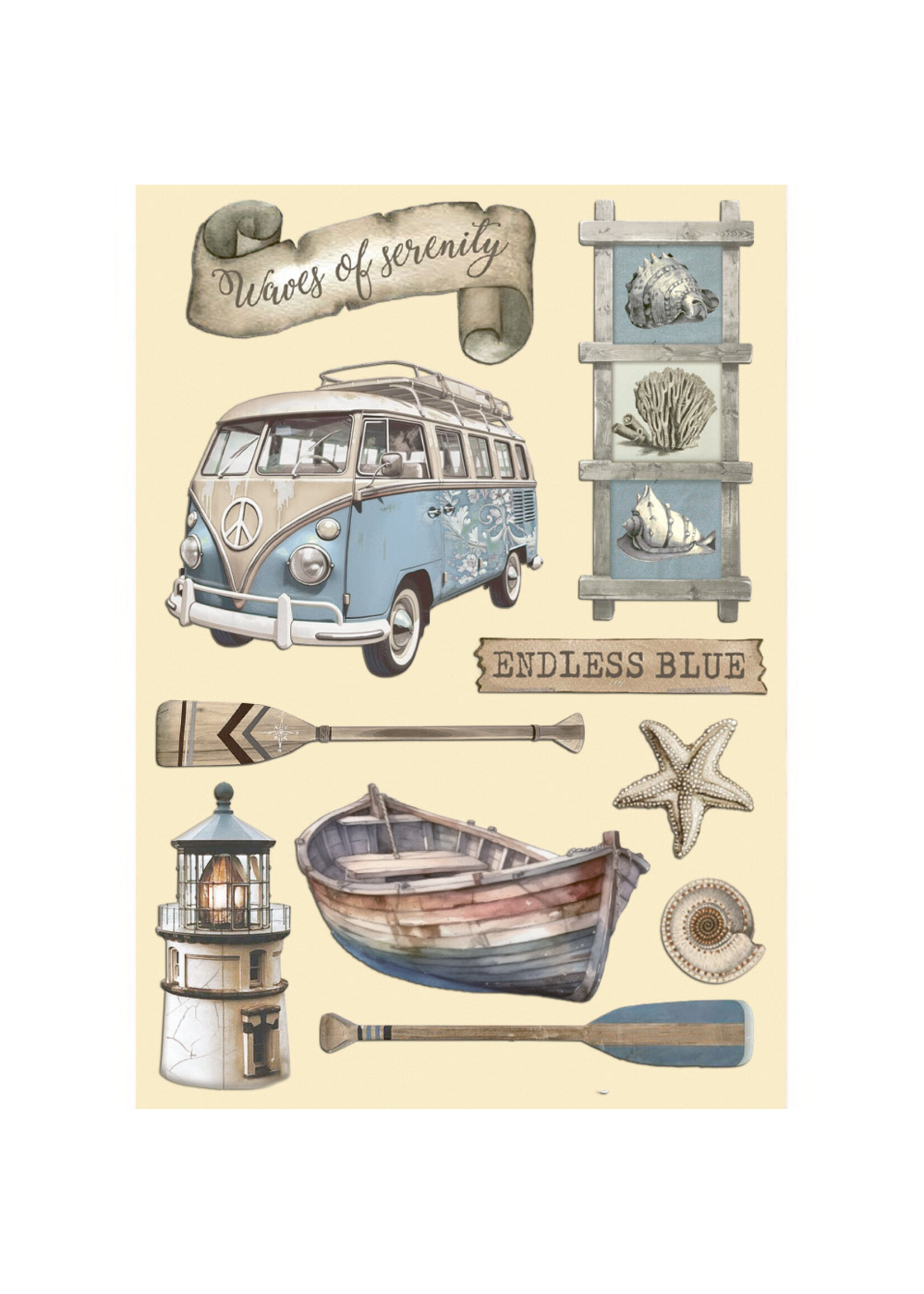 Gekleurd Houten vorm A5 - Silent Sea Endless blauw CME-code: KLSP182