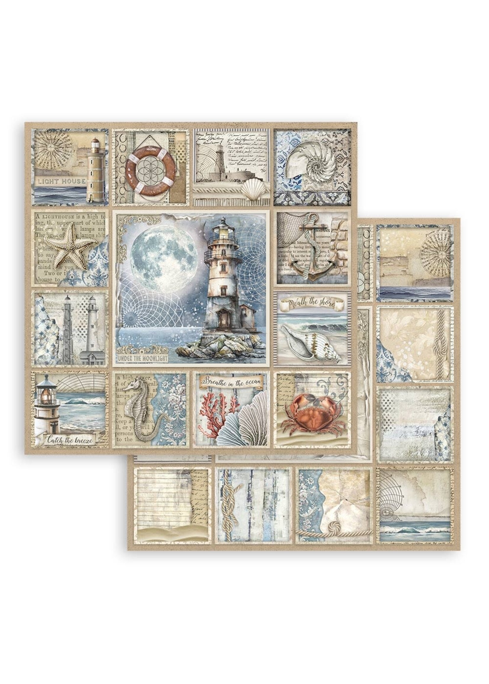 Scrapbooking Dubbel gezicht blad - Stille Zee vuurtoren CME-code: SBB1064