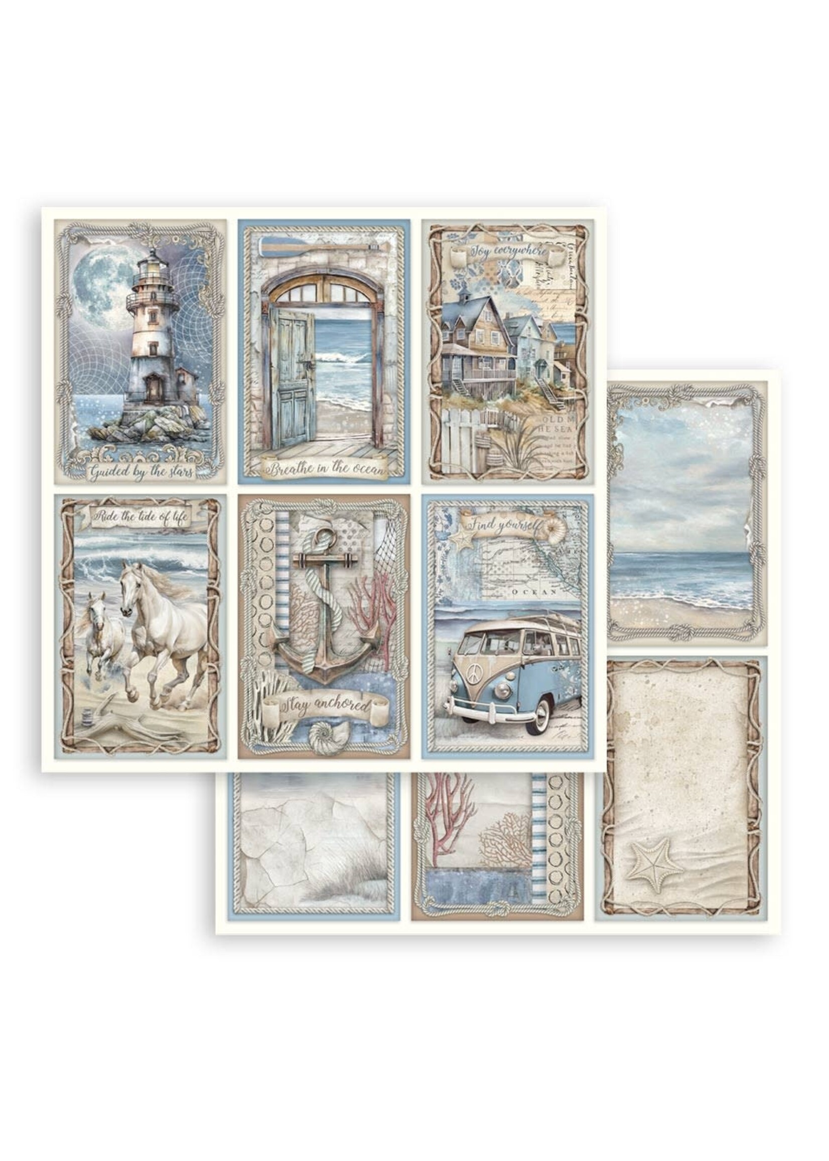 Scrapbooking Dubbelzijdig blad - Silent Sea 6 kaarten CME-code: SBB1067