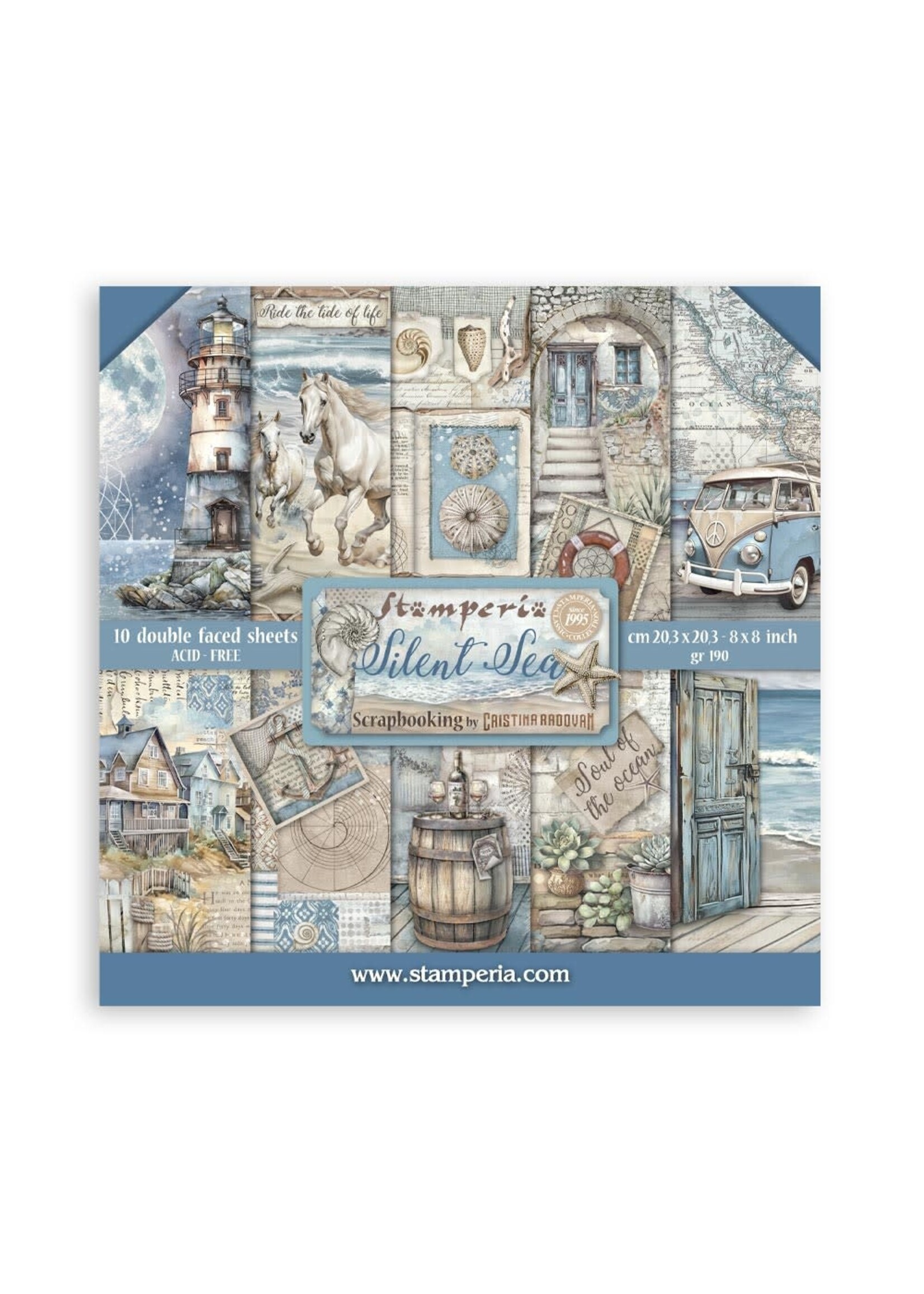 Scrapbooking Klein Blok 10 vellen cm 20,3X20,3 (8"X8") - Silent Sea CME-code: SBBS125