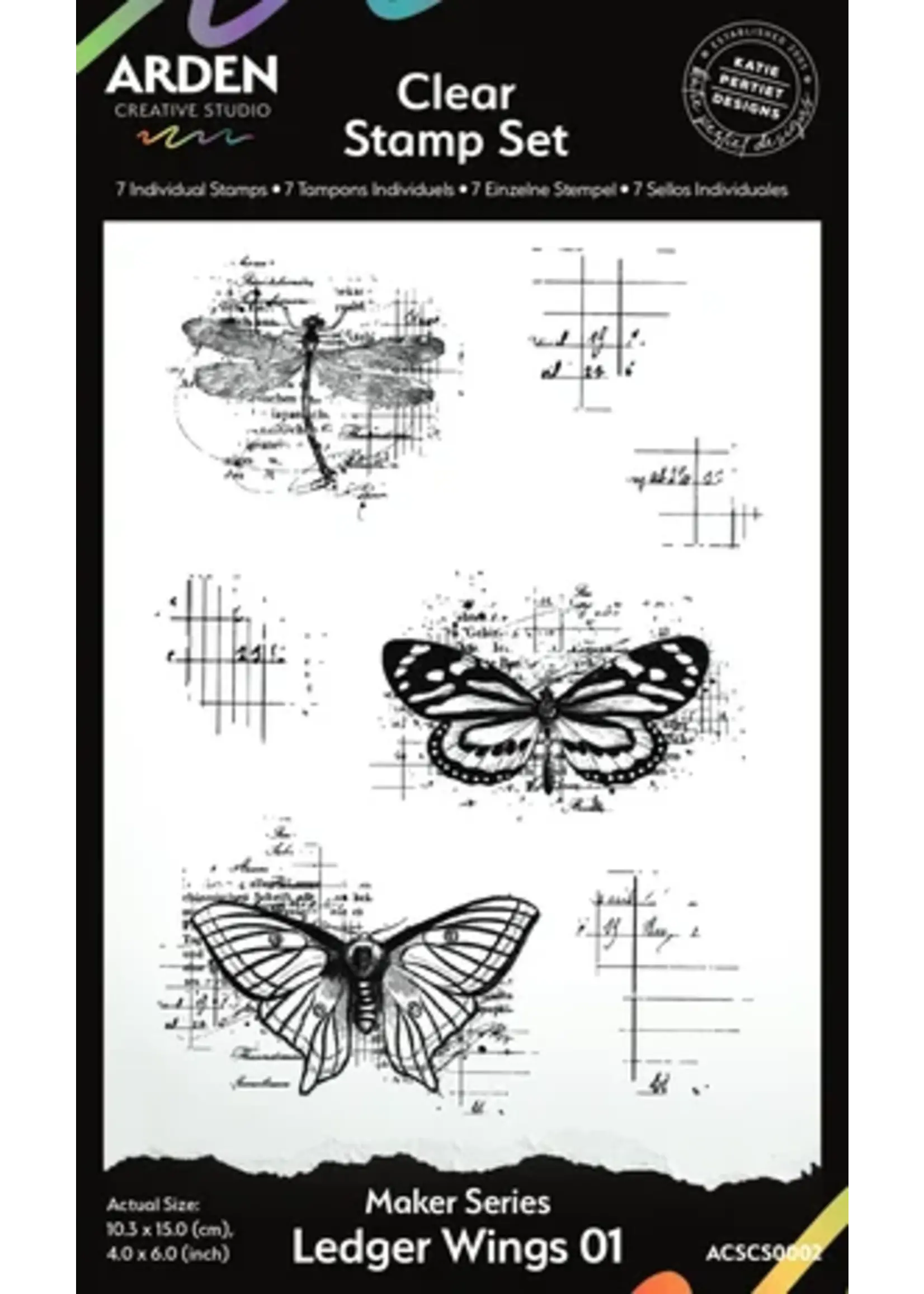 Maker Series 4x6 Inch Clear Stamp Set - Ledger Wings 01 (7pcs) (ACSCS0002)