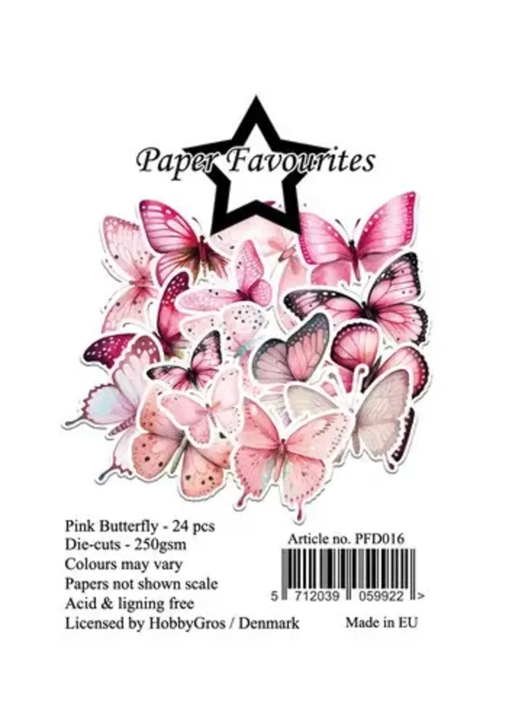 Die-Cuts A7 Pink Butterfly (24pcs) (PFD016)