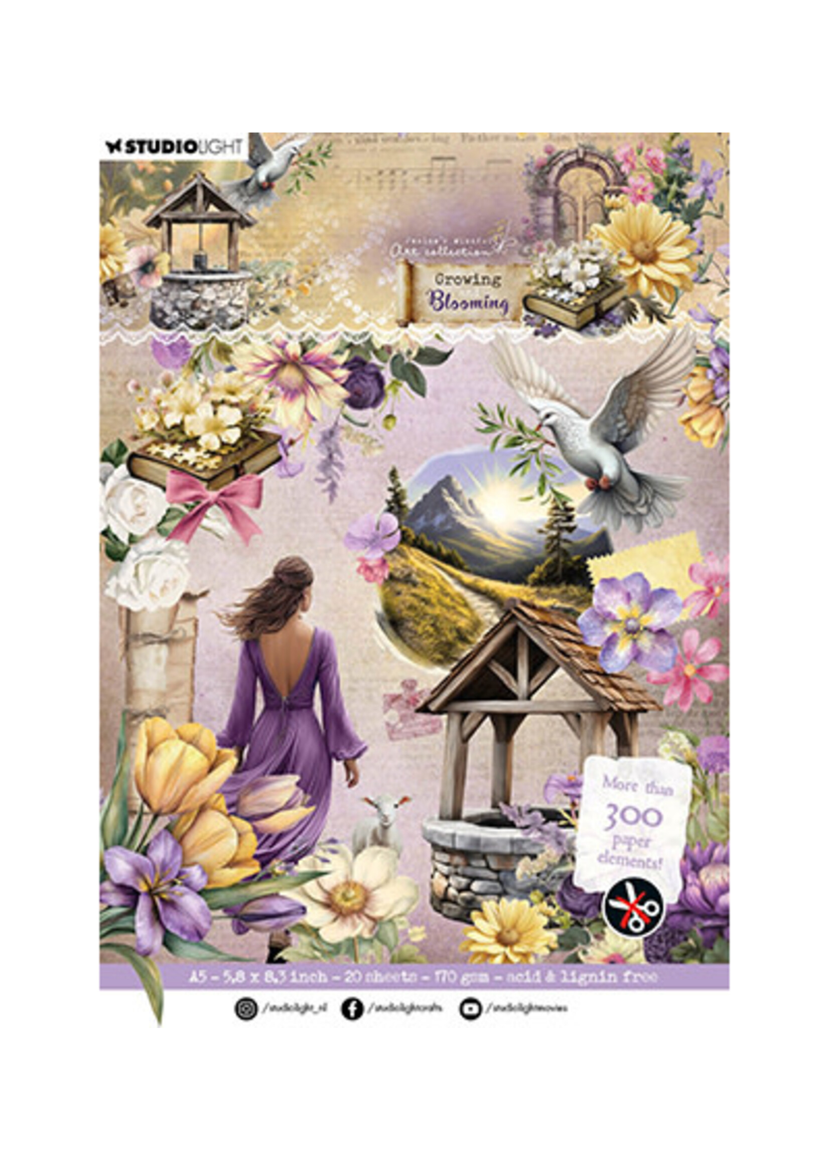 JMA-GB-DCPP318 - Die-cut Paper Pad Paper elements Growing & Blooming nr.318