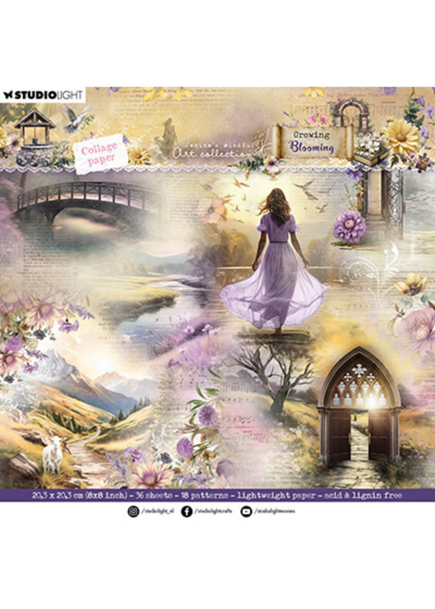 JMA-GB-DPP319 - Designer Paper Pad Collage paper Growing & Blooming nr.319  8 inch
