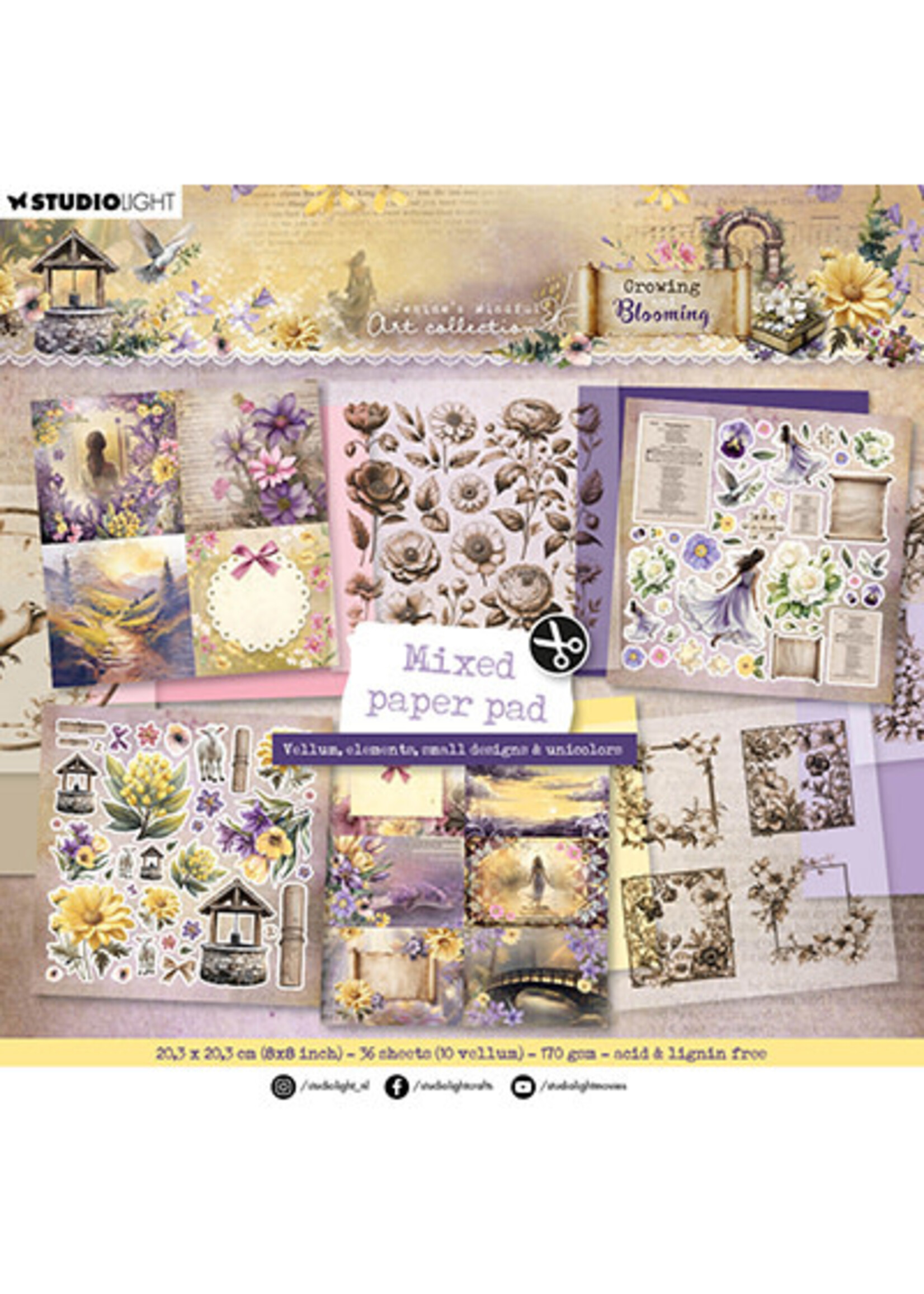 JMA-GB-MPP322 - Mixed Paper Pad Vellum, unicolor & elements Growing & Blooming nr.322