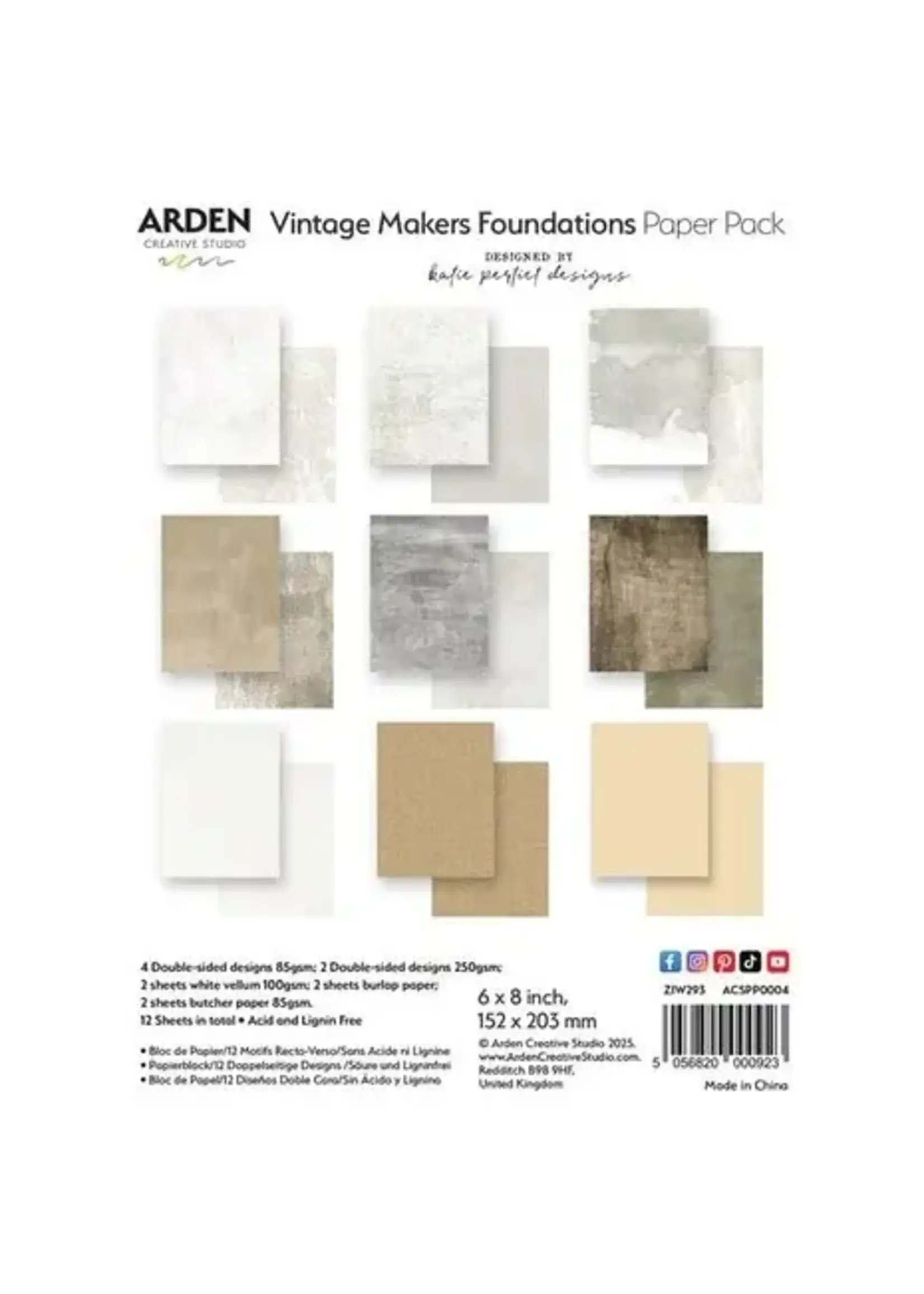 Vintage Makers 6x8 Inch Paper Pack Foundations (ACSPP0004)