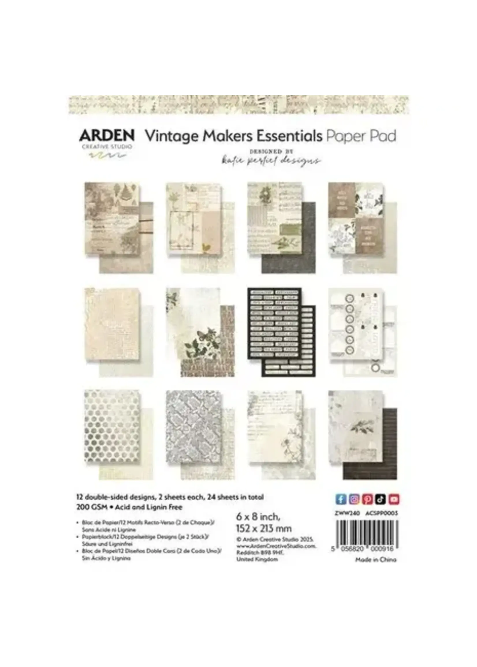 Vintage Makers 6x8 Inch Paper Pad Essentials (ACSPP0003)