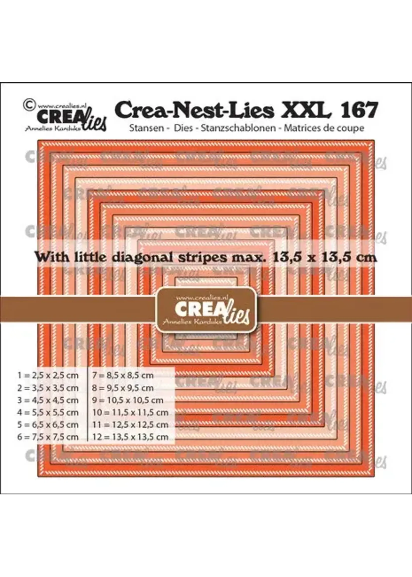 Crea-Nest-Lies XXL Stansen No. 167 Vierkanten Met Kleine Schuine Streepjes (CLNestXXL167)