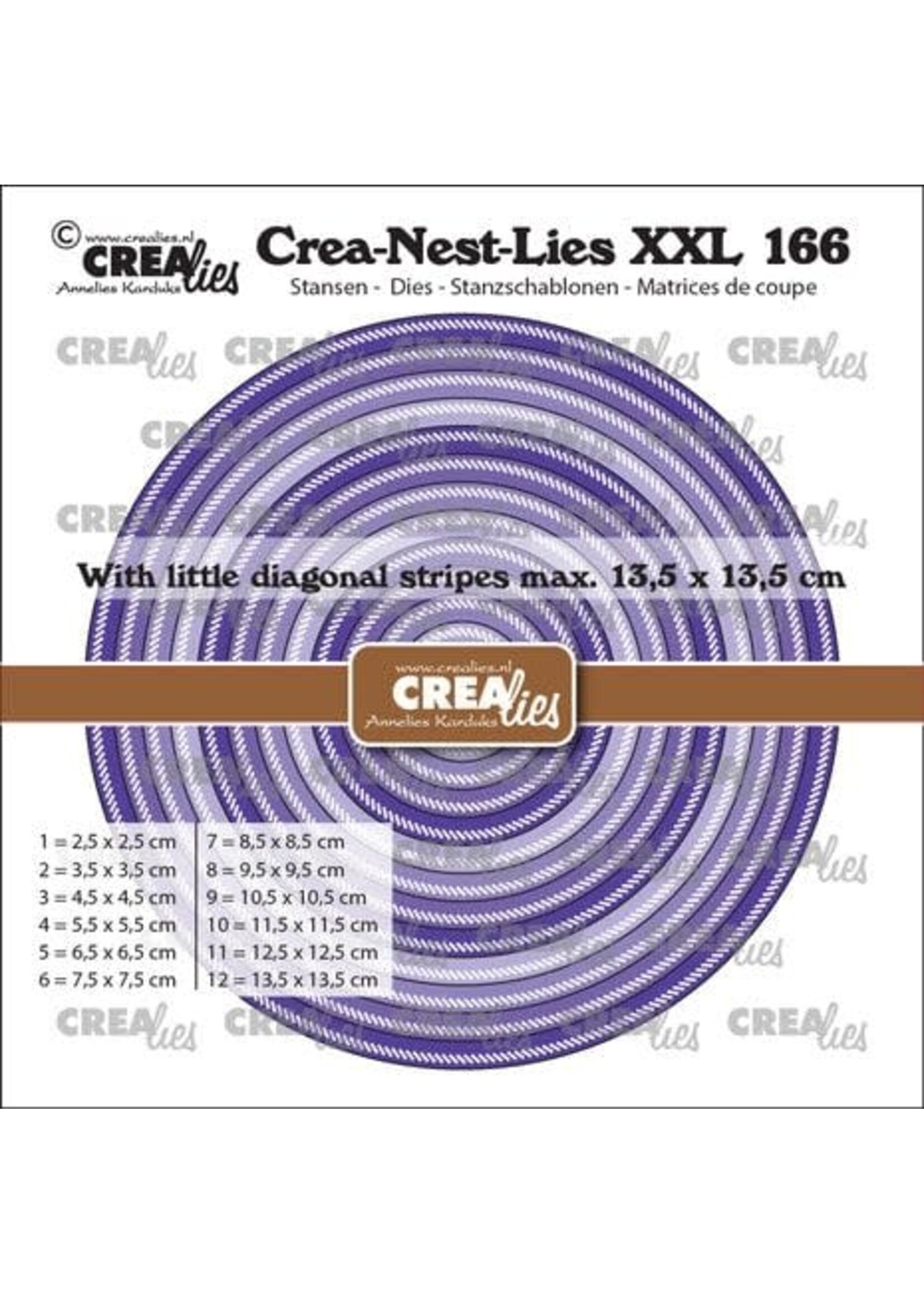 Crea-Nest-Lies XXL Stansen No. 166 Cirkels Met Kleine Schuine Streepjes (CLNestXXL166)