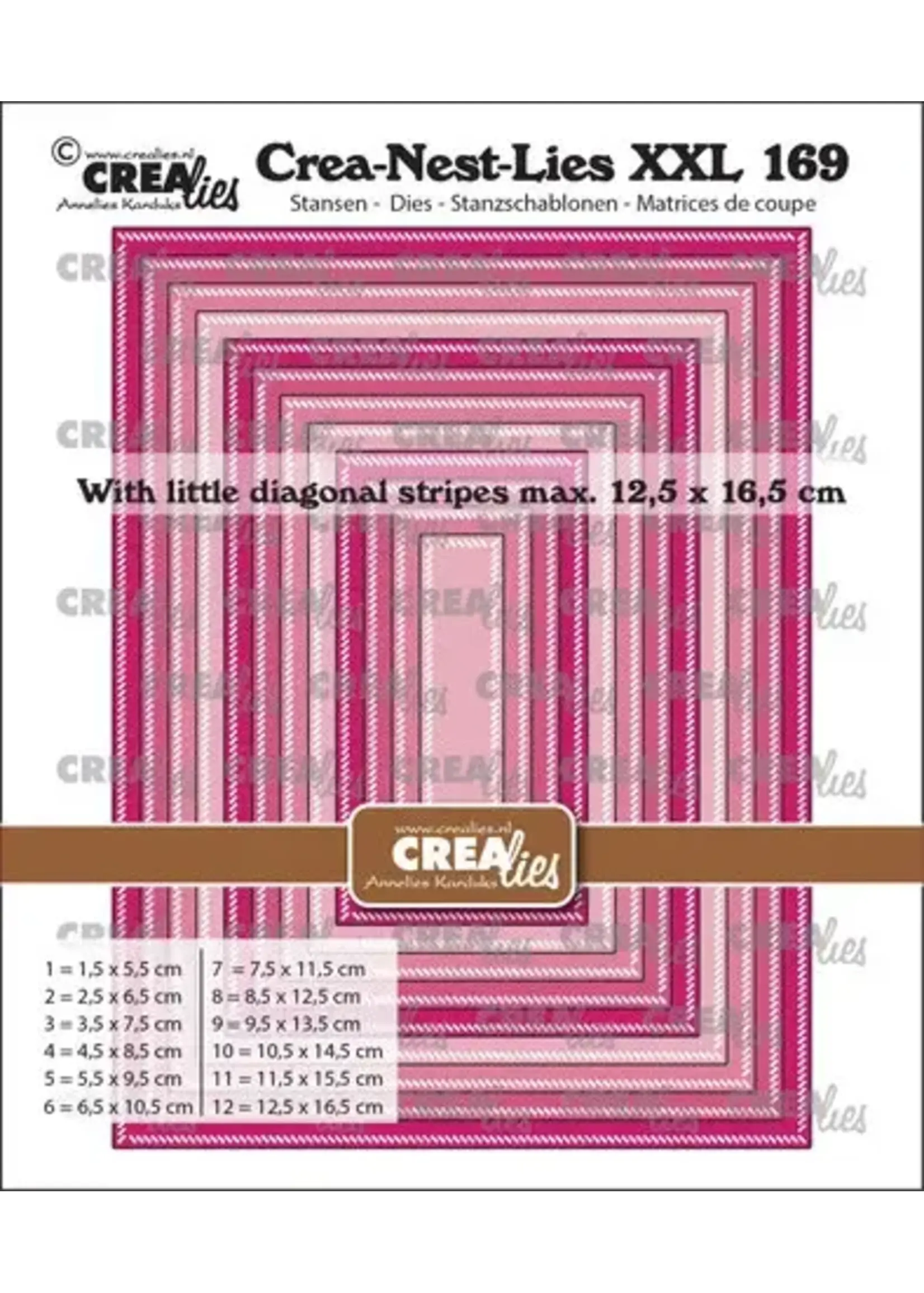 Crea-Nest-Lies XXL Stansen No. 169 Rechthoeken Met Kleine Schuine Streepjes (CLNestXXL169)
