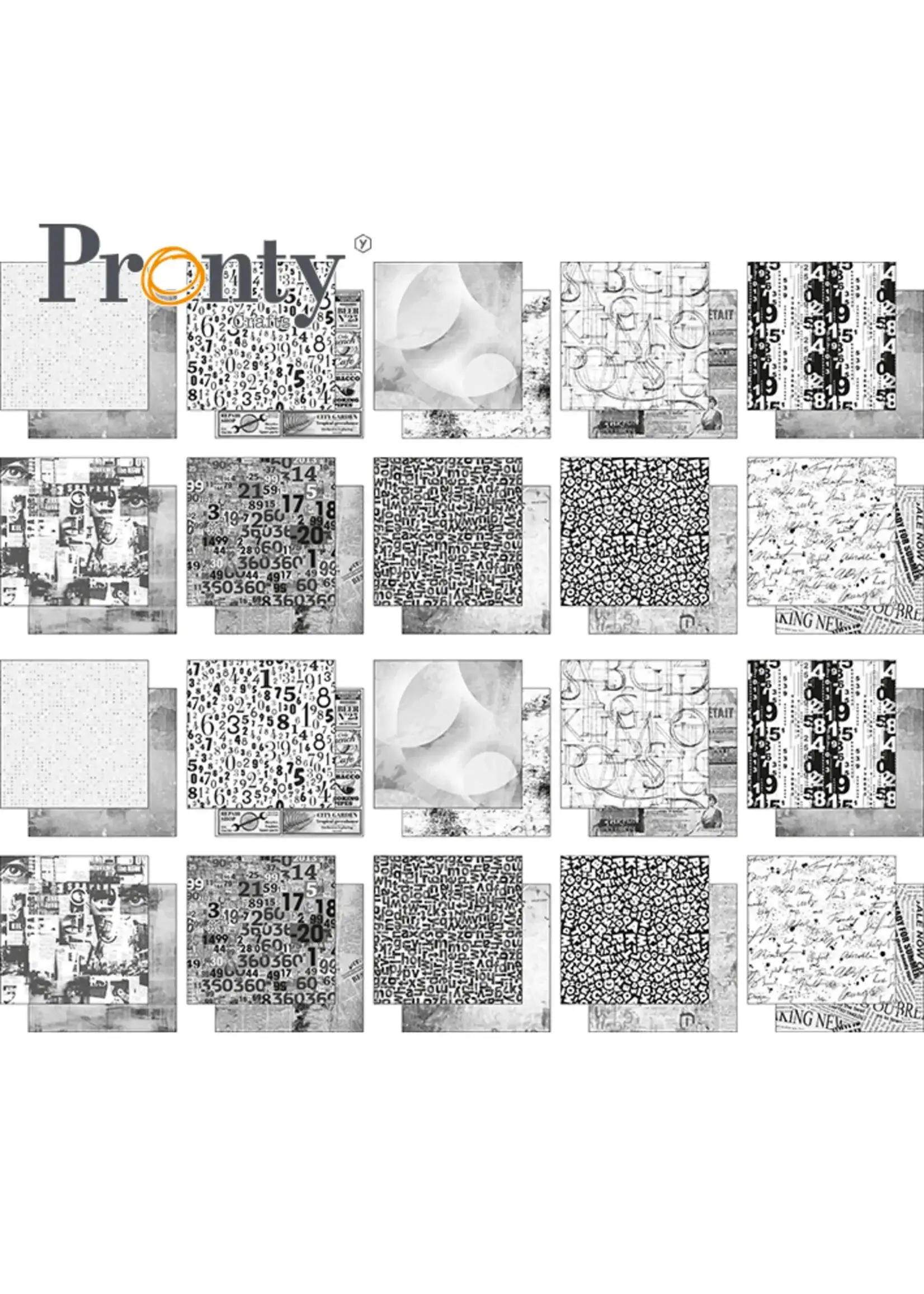 Pronty Crafts Pronty Papierset Black and White (20pcs) 	471.201.009