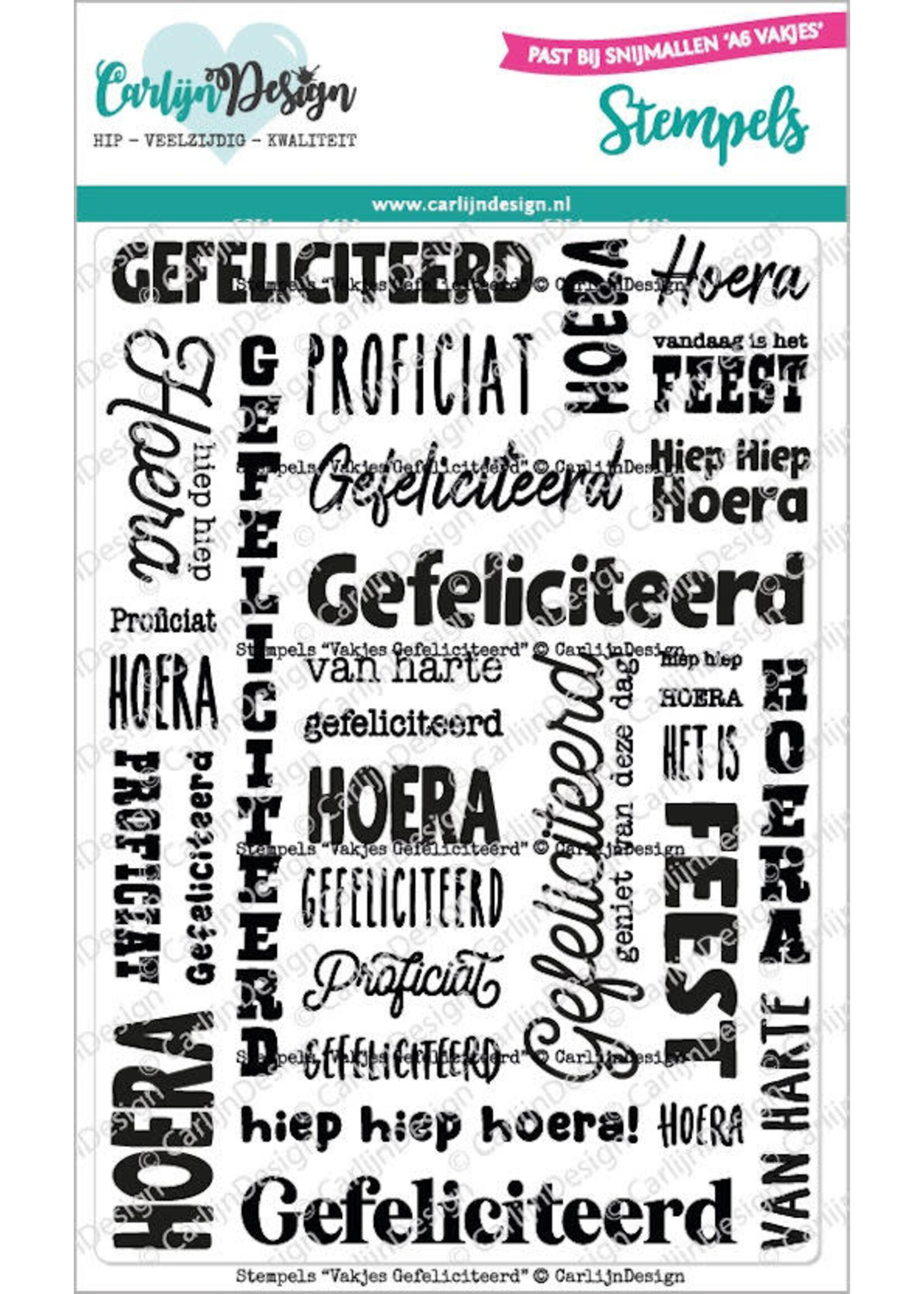 CarlijnDesign Clear stamp Vakjes Gefeliciteerd CDST-0120