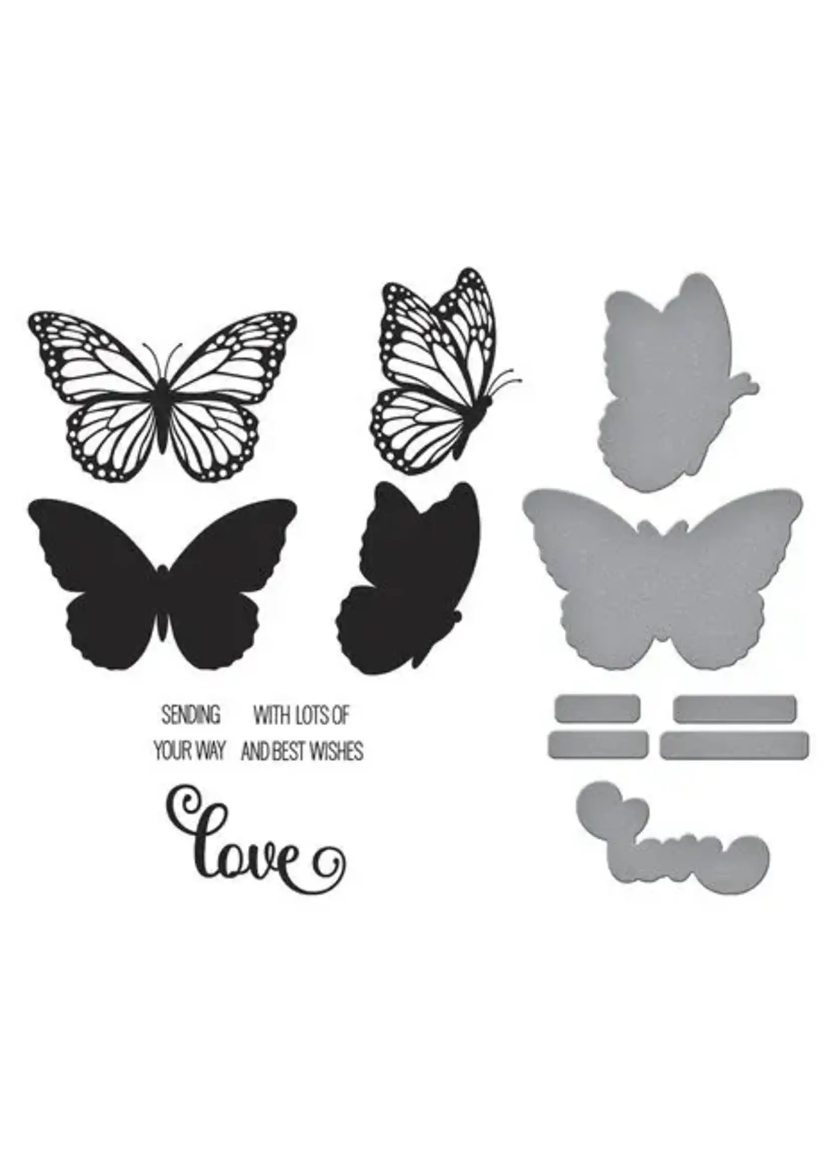 Wildflowers Pers Plaat & Die Set Butterfly Silhouetten Registratie (BPR-028)