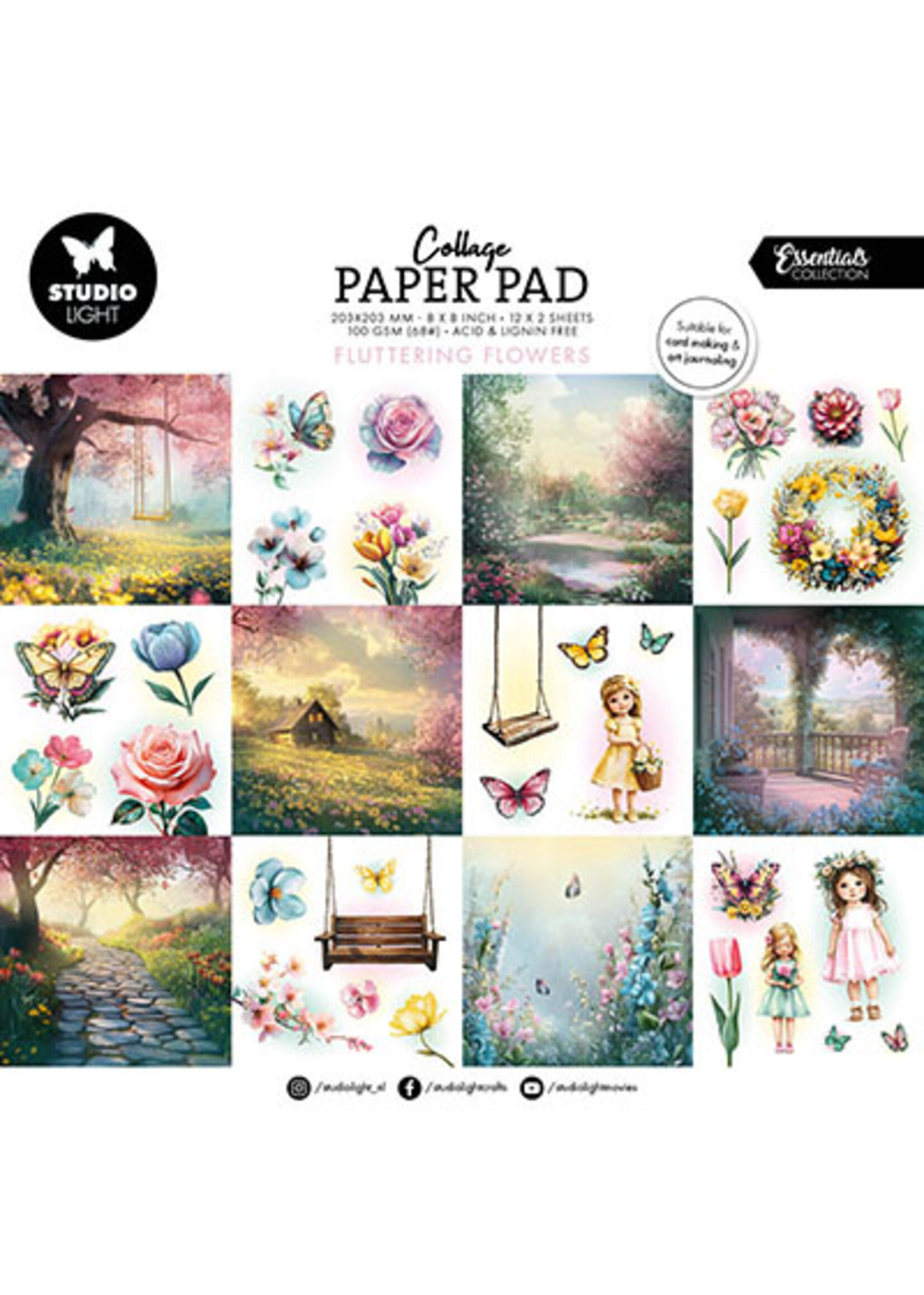 SL-ES-CPP375 - Collage Paper Pad Fluttering Flowers Essentials nr.375