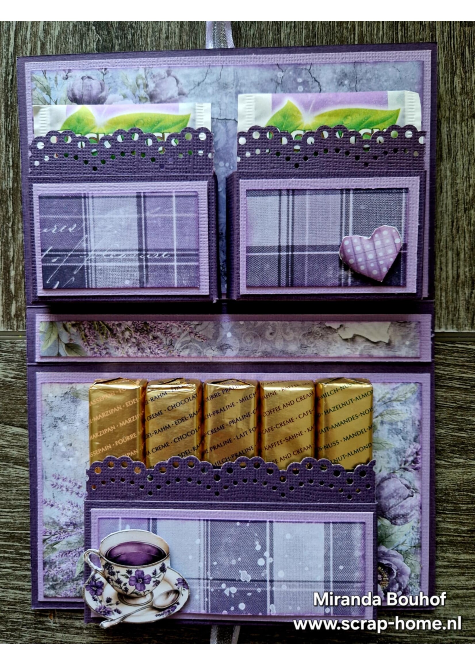 Kaart met merci en theezakjes  Lia en Miranda