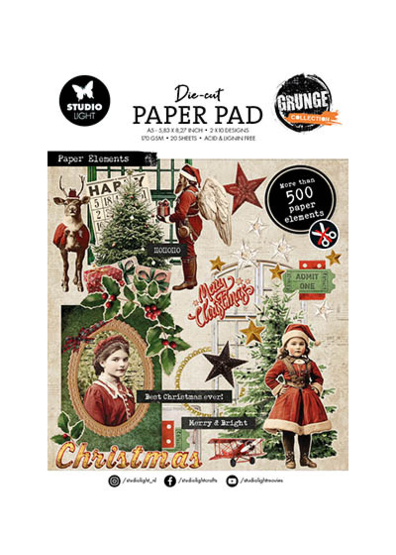 SL-GR-DCPP327 - Die-cut Paper Pad Background paper Grunge Collection nr.328