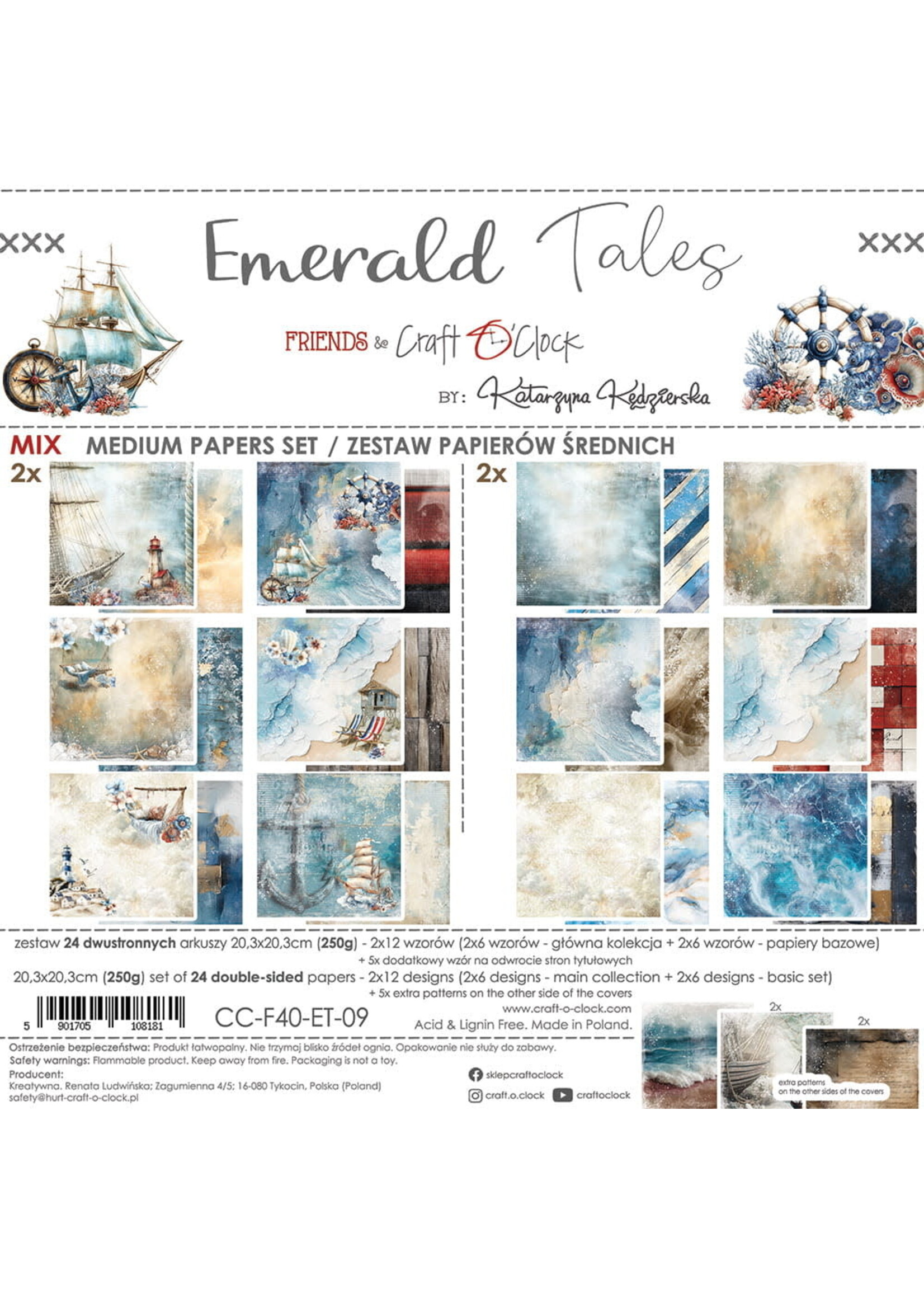 EMERALD TALES - een set papier 20,3x20,3cm - MIX