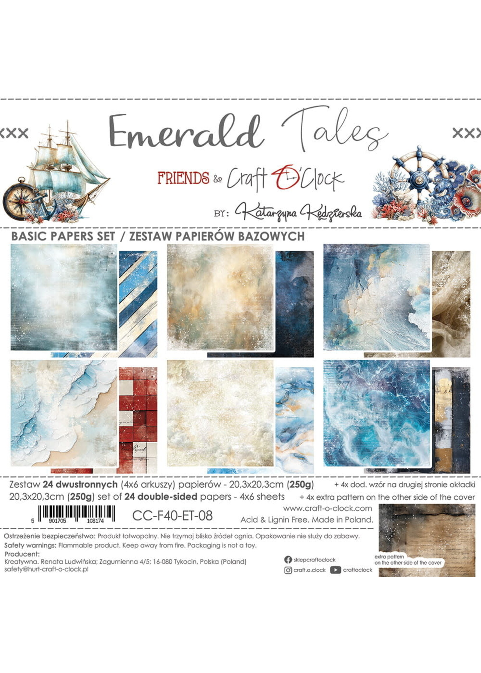 EMERALD TALES - een set papieren 20,3x20,3cm - BASIC