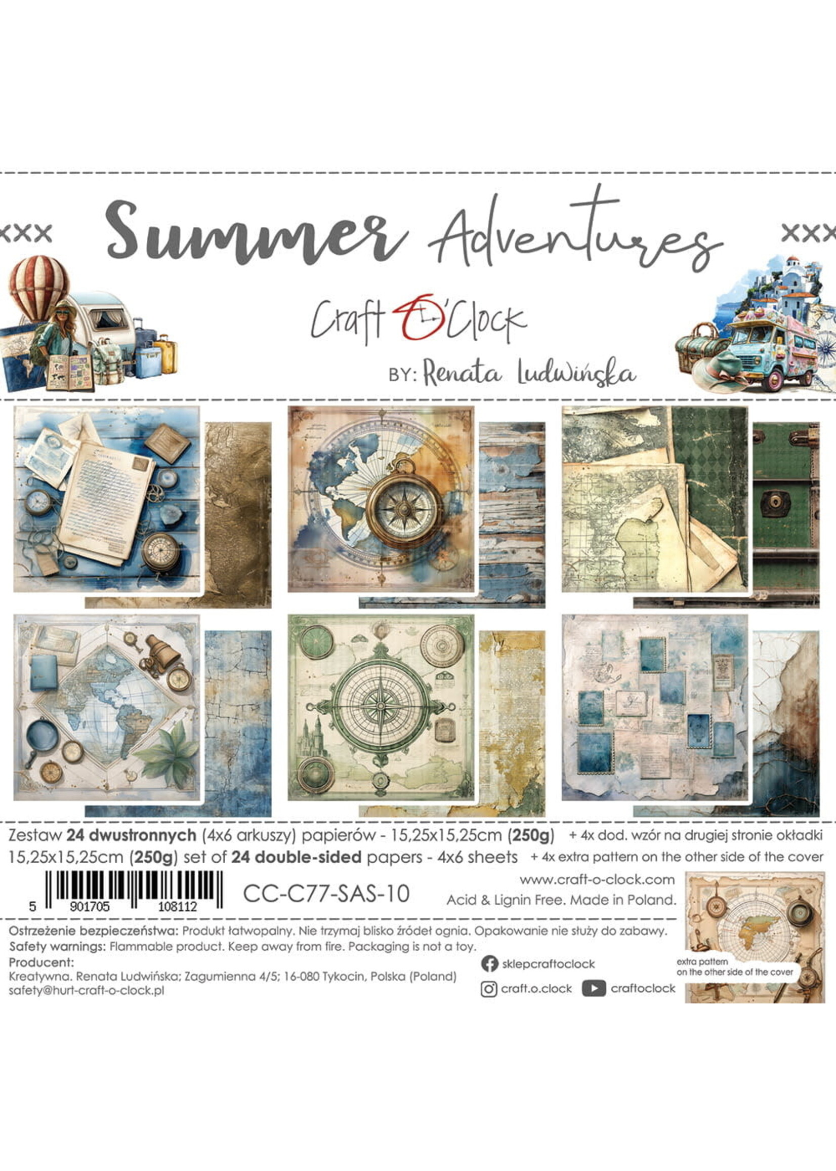 SUMMER ADVENTURES - een set papier 15,25x15,25cm