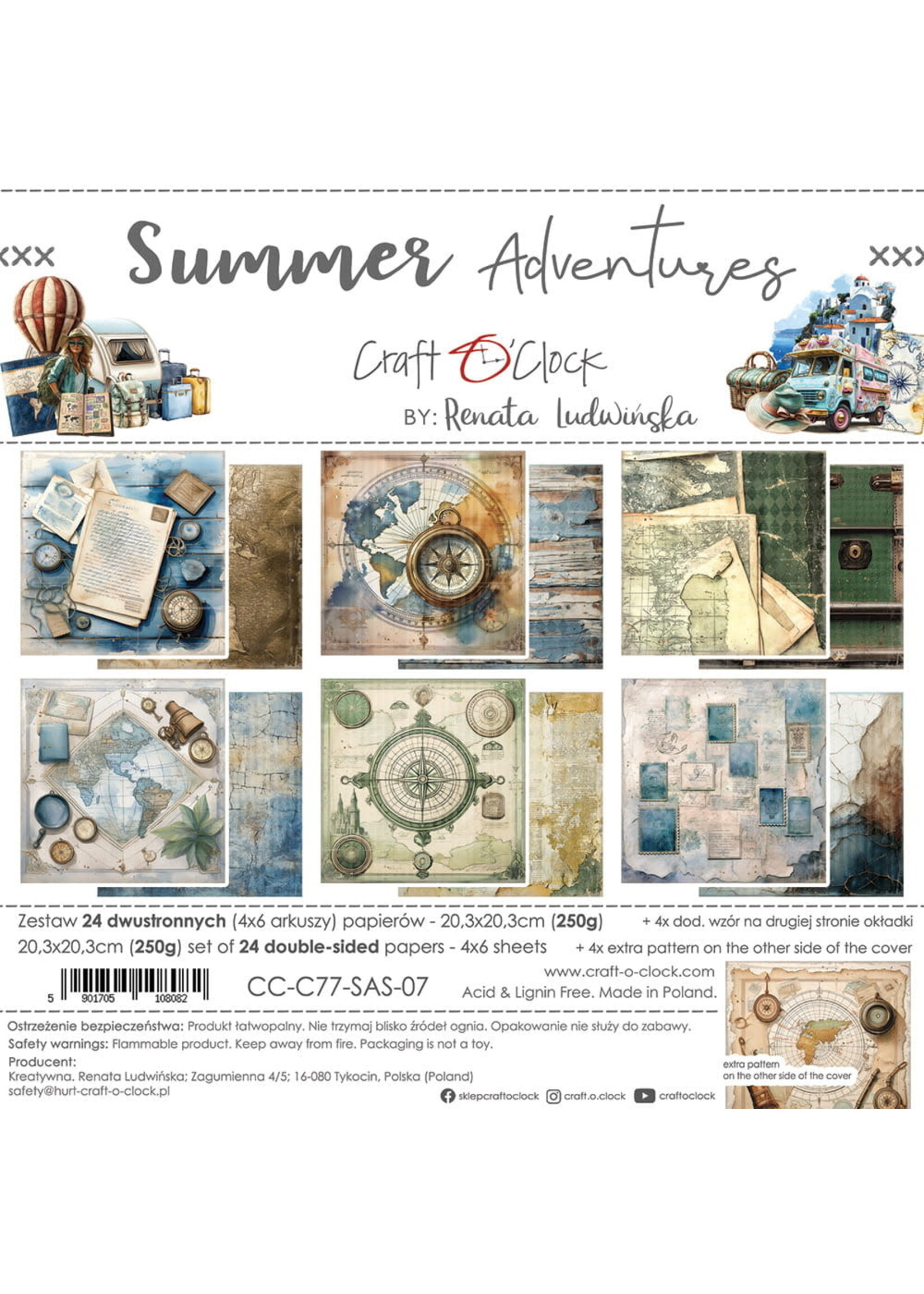SUMMER ADVENTURES - een set papier 20,3x20,3cm