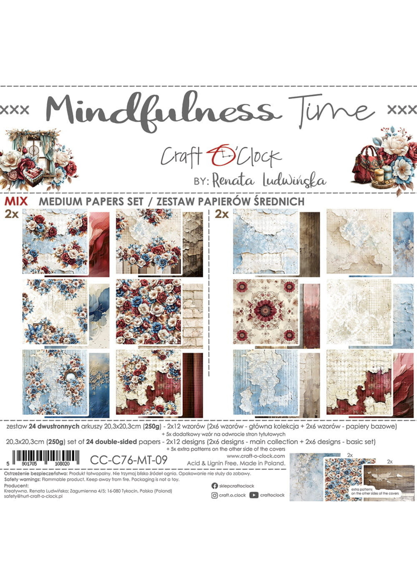 MINDFULNESS TIME - een set papier 20,3x20,3cm - MIX