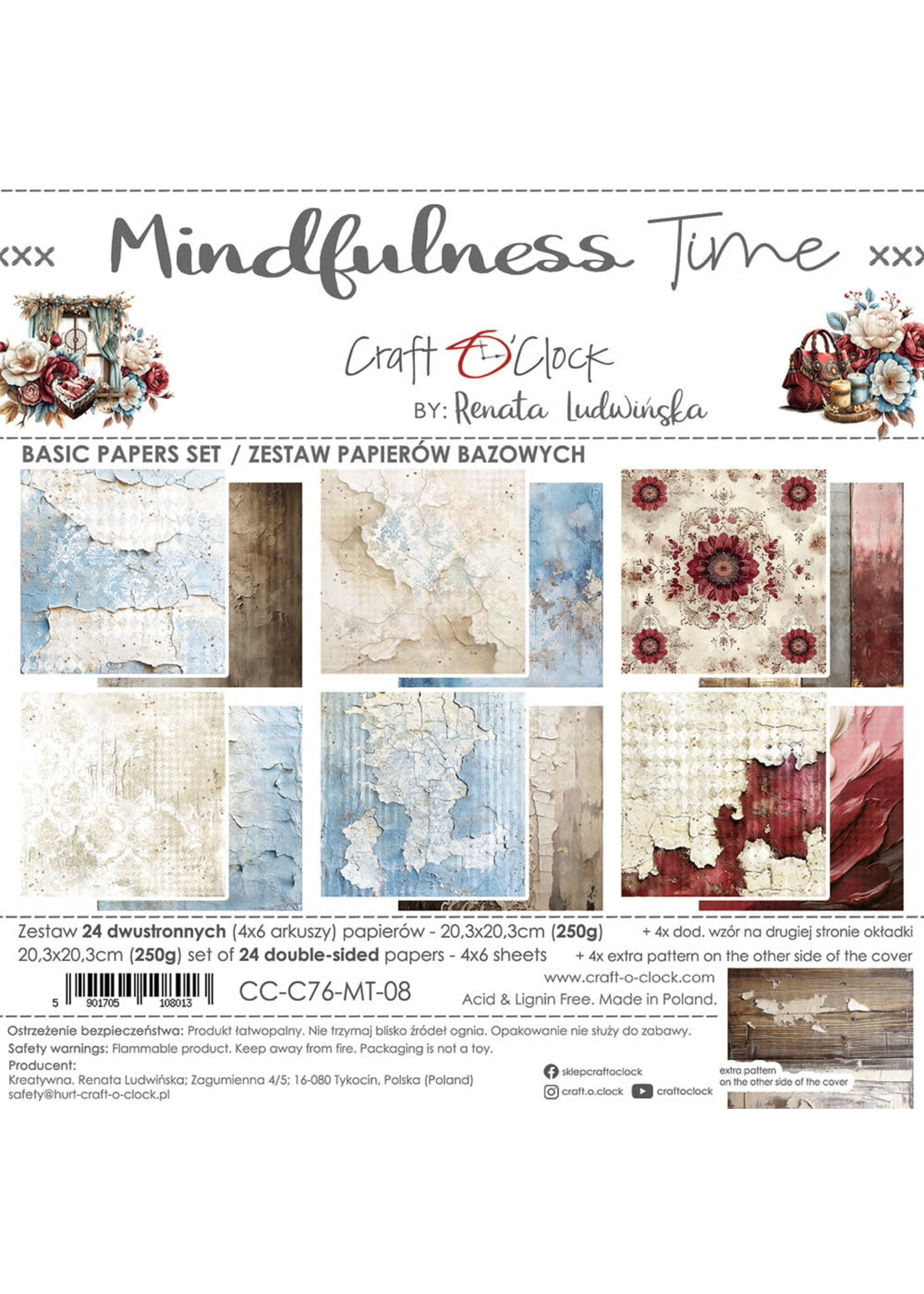 MINDFULNESS TIME - een set papier 20,3x20,3cm - BASIC