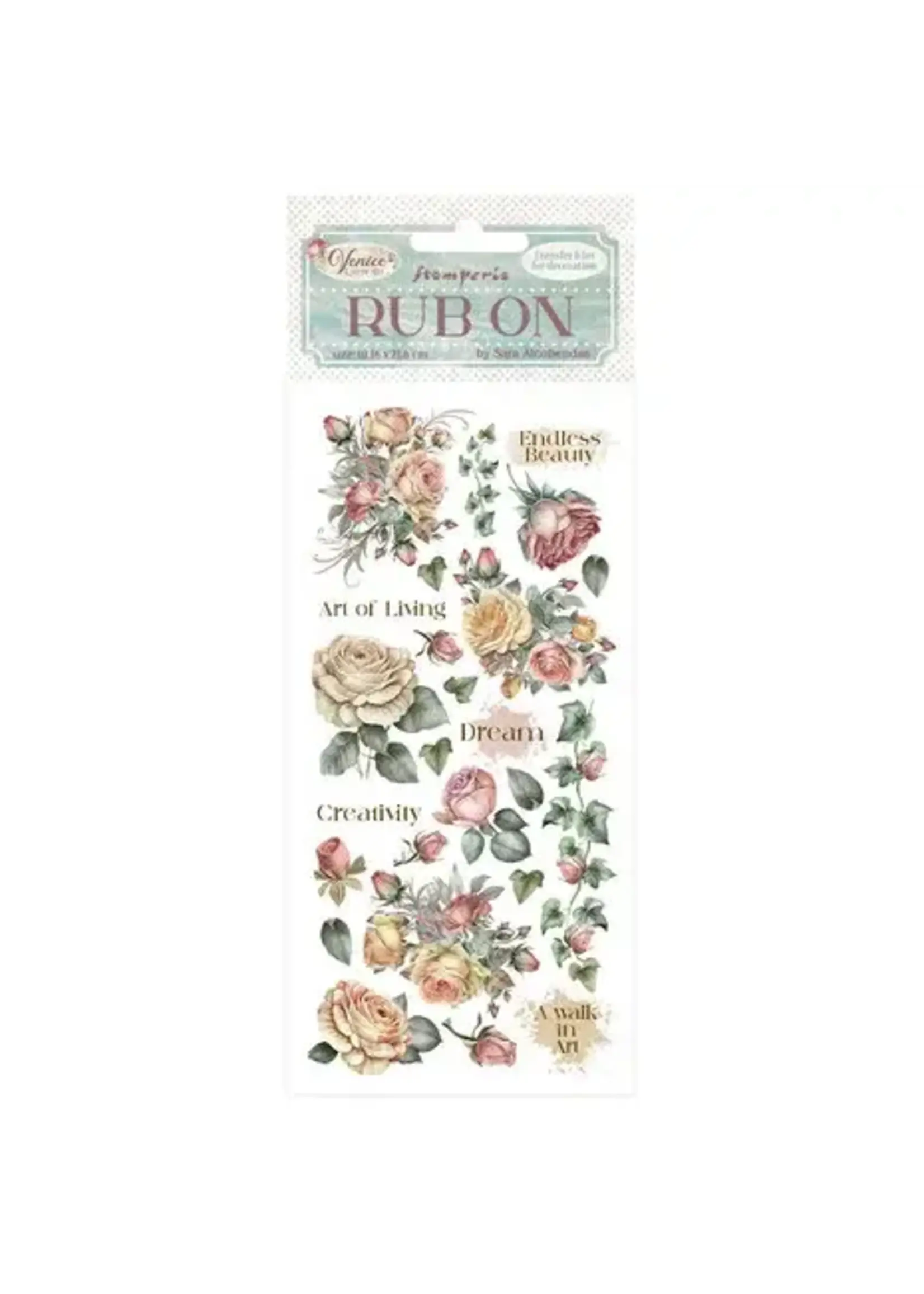 Venice City of Art Rub-On 4x8,5 Inch Roses (DFLRB166)