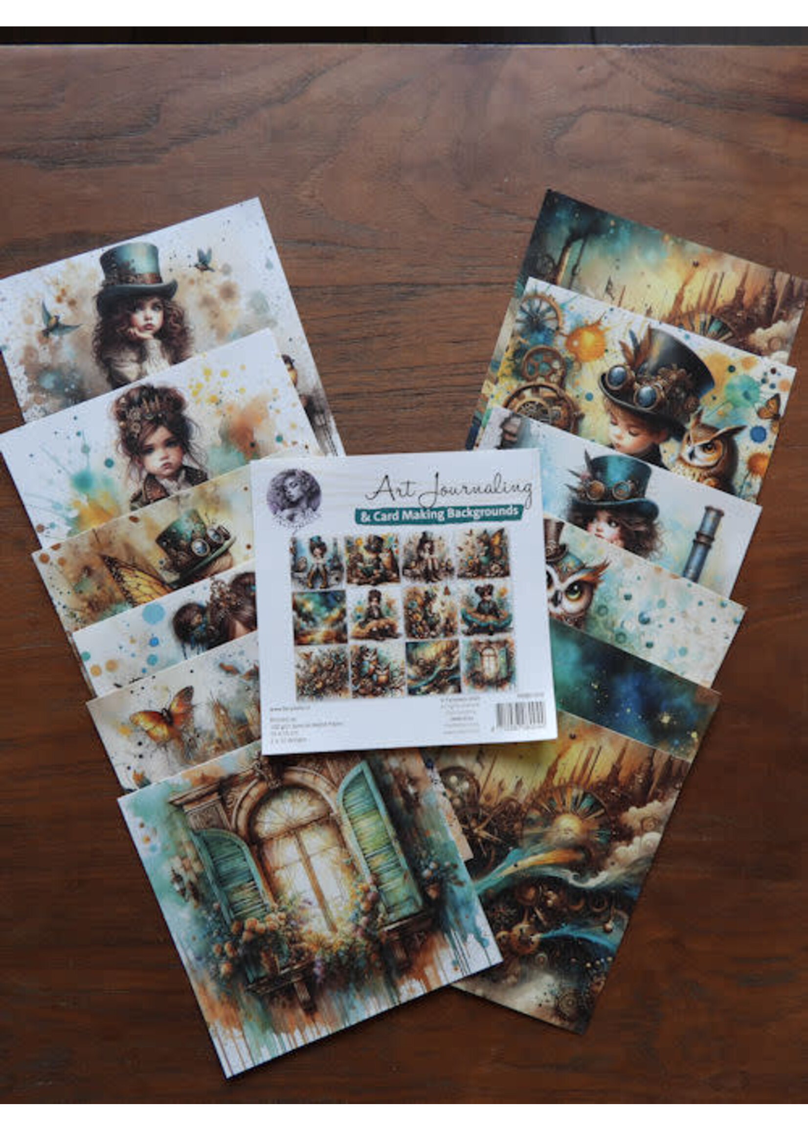Art Journaling & Card Making Backgrounds Set Steampunk
