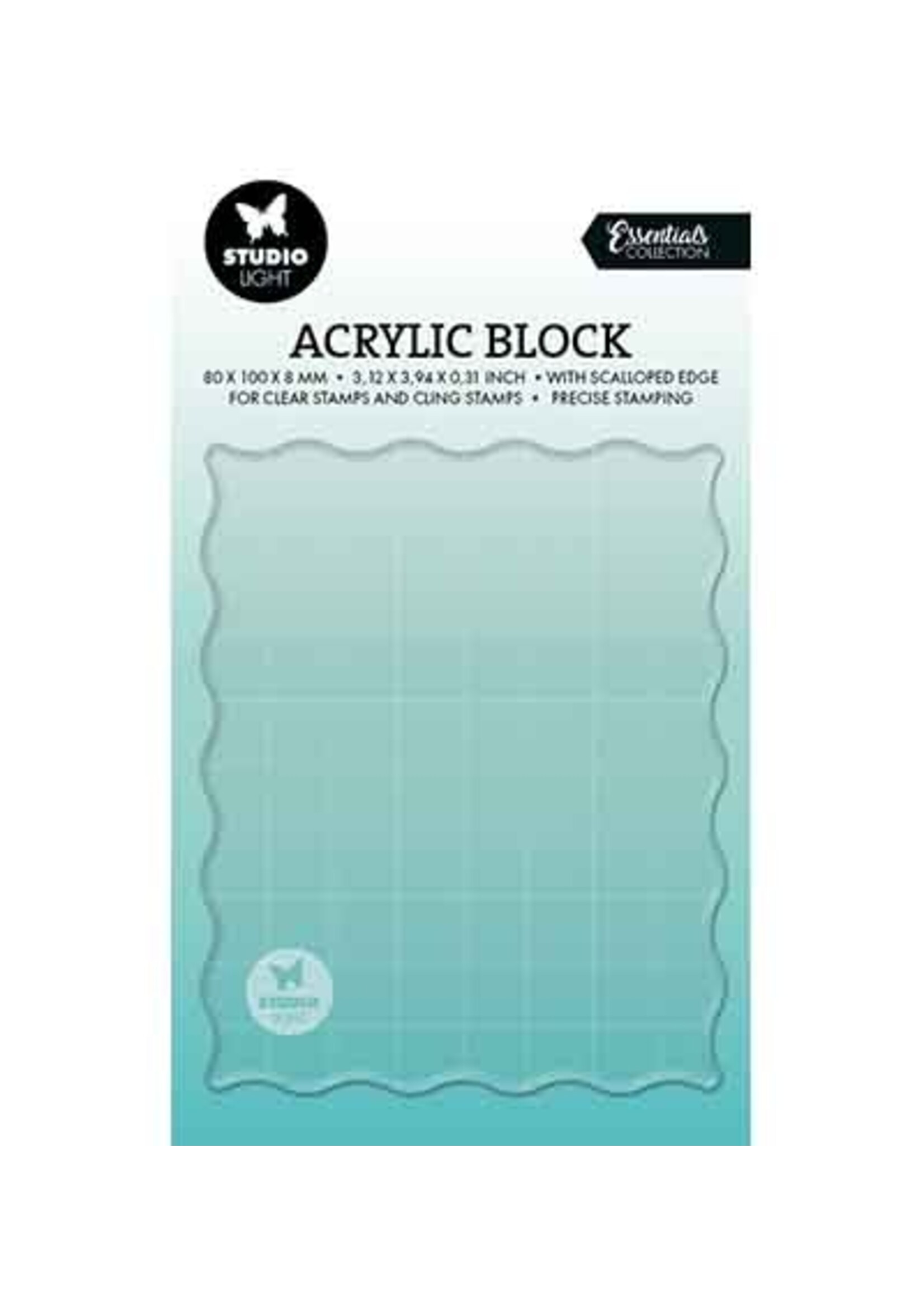 SL-ES-ASB09 - Acrylic stamping block for clear and cling stamps with grid Essentials nr. 09