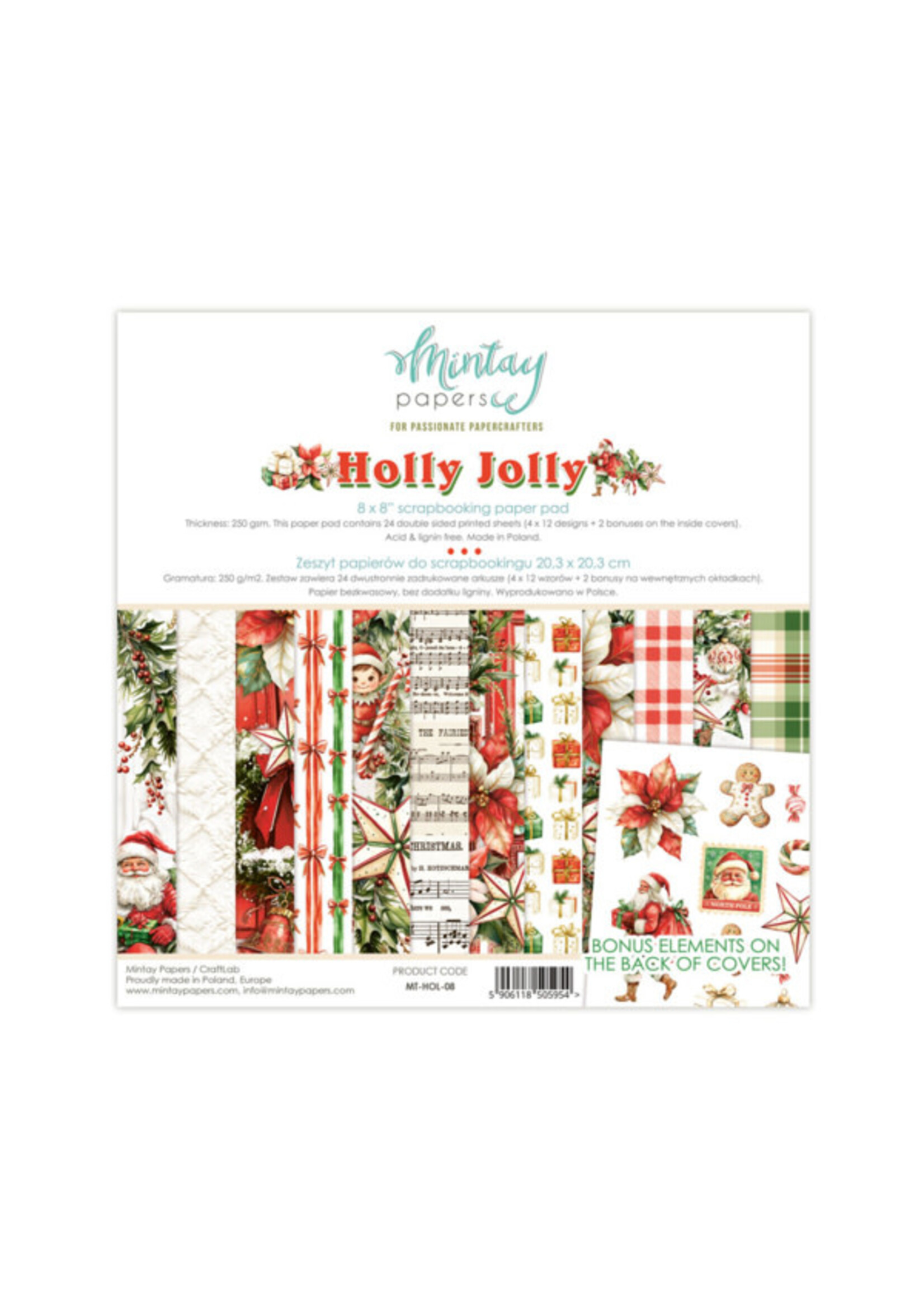 8 x 8 Paper Pad - Holly Jolly leverbaar vanaf 6 sept