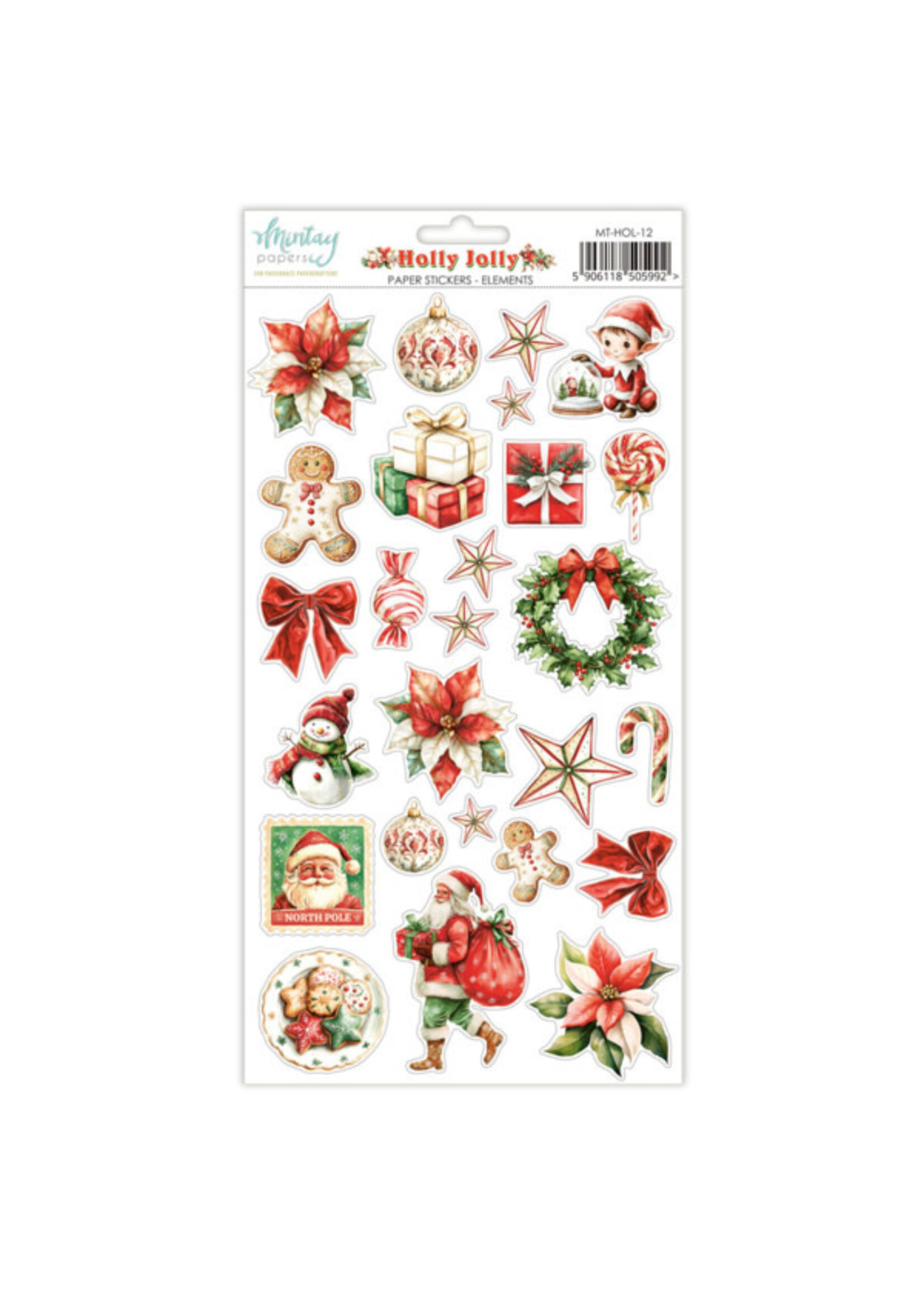 6 x 12 Paper Stickers - Holly Jolly - Elements