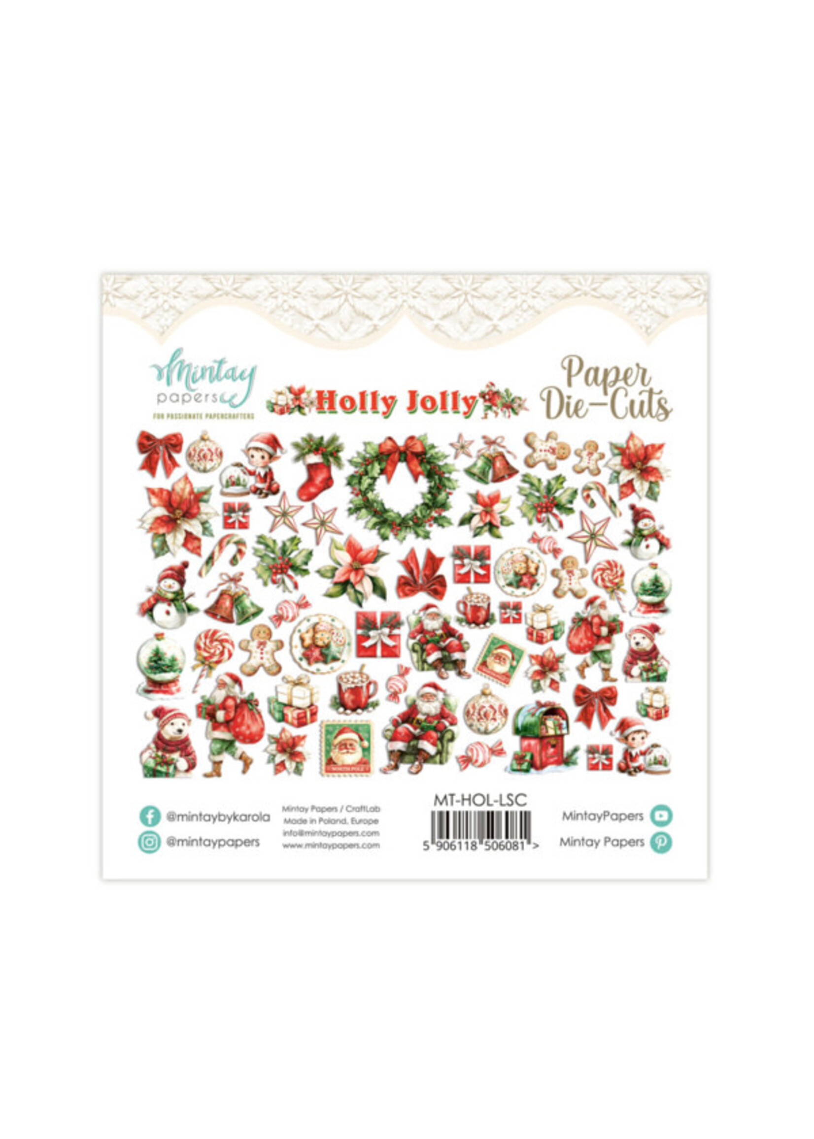 Paper Die-Cuts - Holly Jolly, 60 pcs