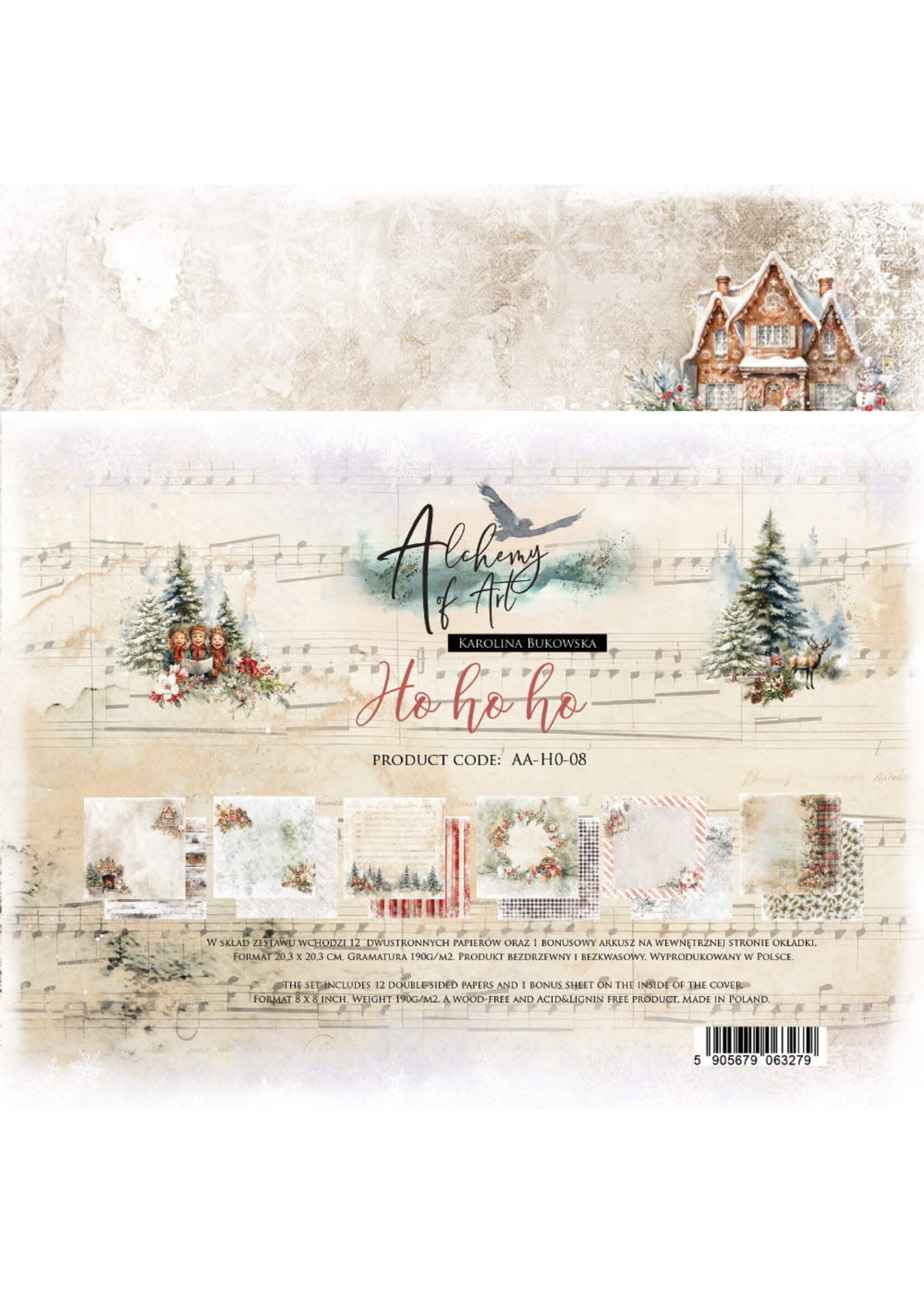 AA-HO-08 ZESTAW PAPIERÓW 8X8'' HO HO HO