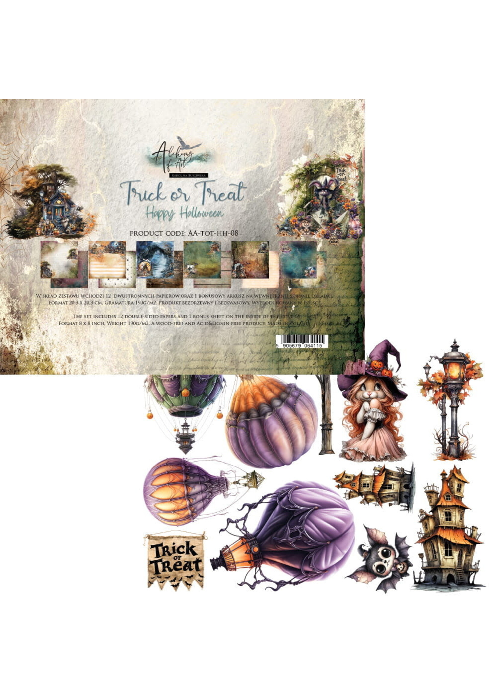 Trick or treat - Happy Halloween AA-TOT-HH-08 zestaw papierów 8x8