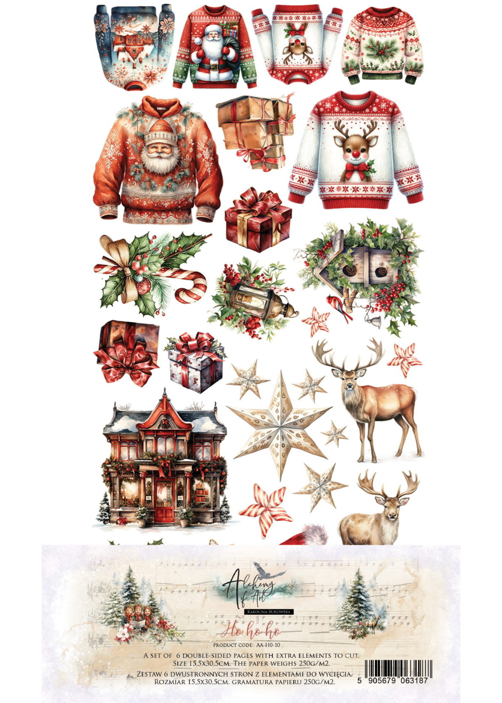 AA-HO-10 ZESTAW PAPIERÓW do samodzielnego wycięcia 6x12 HO HO HO