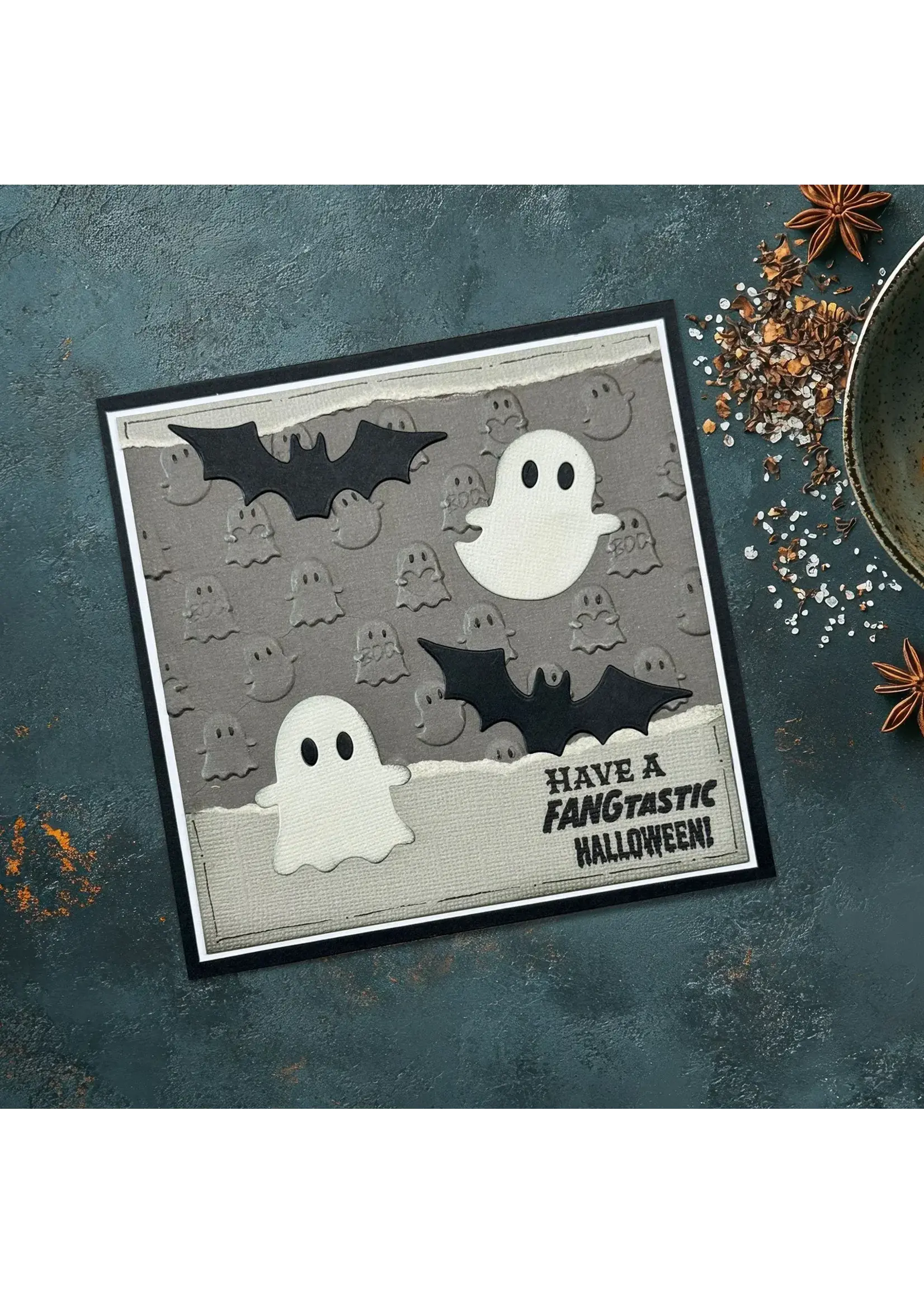 Vaessen Creative • Snij- en Embossingmallen Spook & Vleermuis Vriendjes 3st. Vaessen Creative 3625-0014