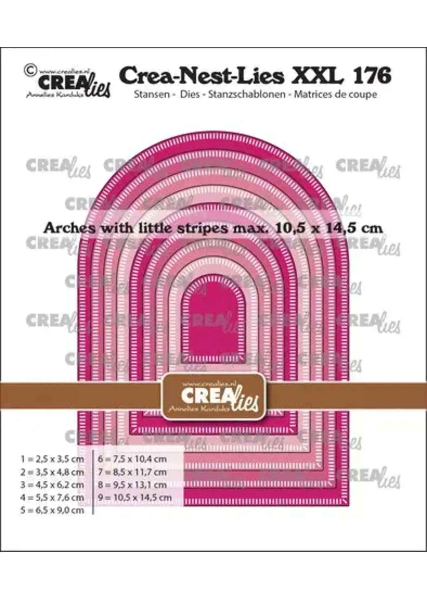 Crea-Nest-Lies XXL Stansen No. 176 Bogen met Kleine Streepjes (CLNestXXL176)