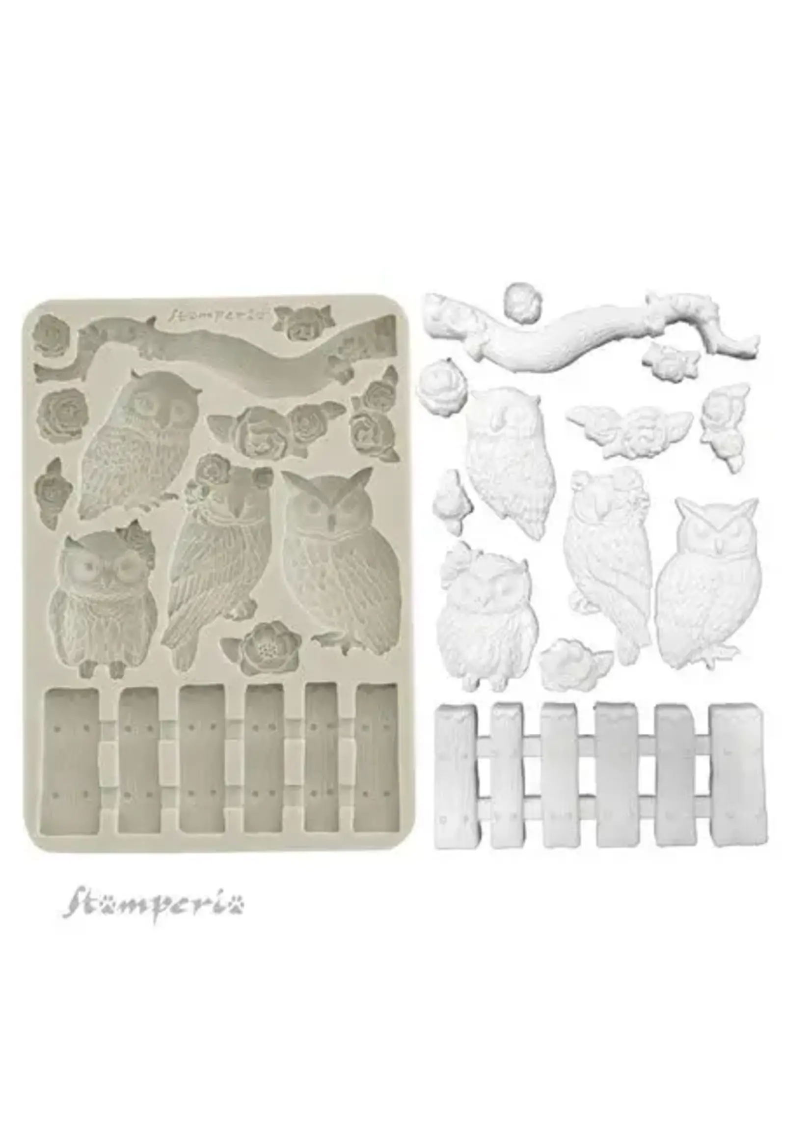 The Owl's House A5 Silicon Mould Owls and Branch (KACMA585)