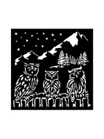 The Owl's House Thick Stencil 18x18cm Owls (KSTDQ125)