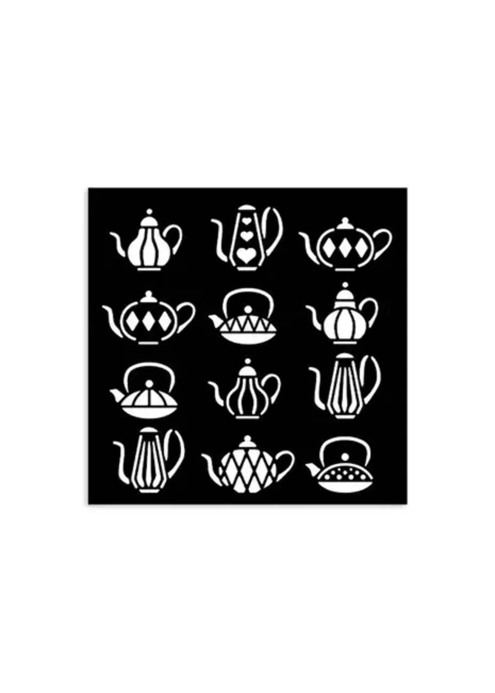Alice in Christmas Thick Stencil 12x12cm Tea Pots (KSTDS56)