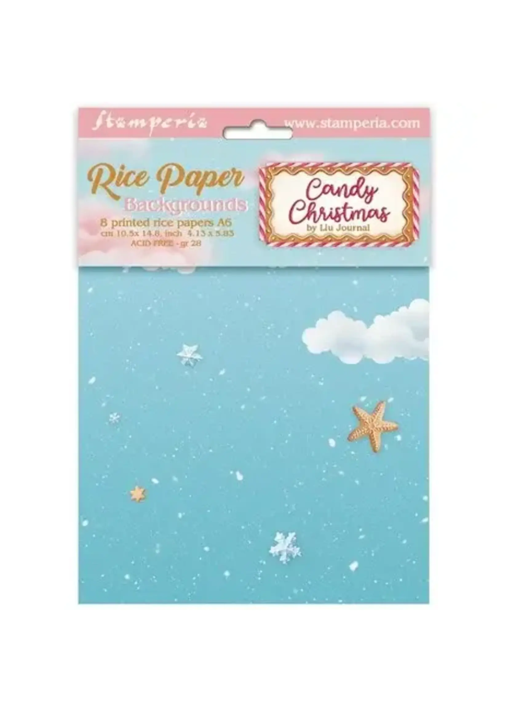 Candy Christmas A6 Rice Paper Backgrounds (8pcs) (DFSAK6043)