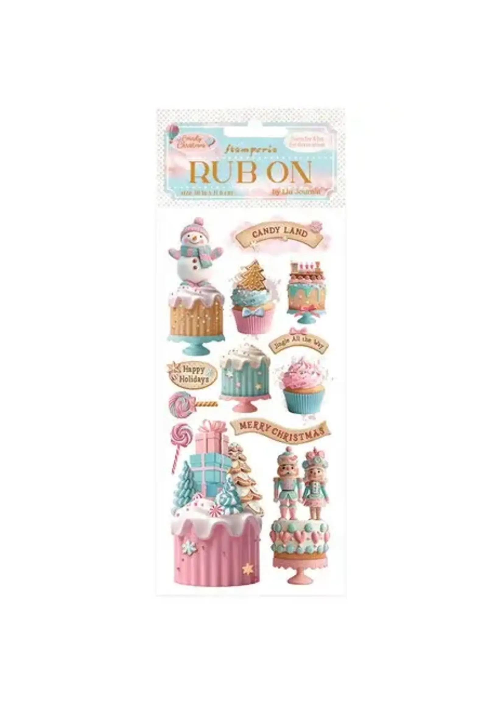 Candy Christmas Rub-on 4x8,5 Inch Cakes (DFLRB175)