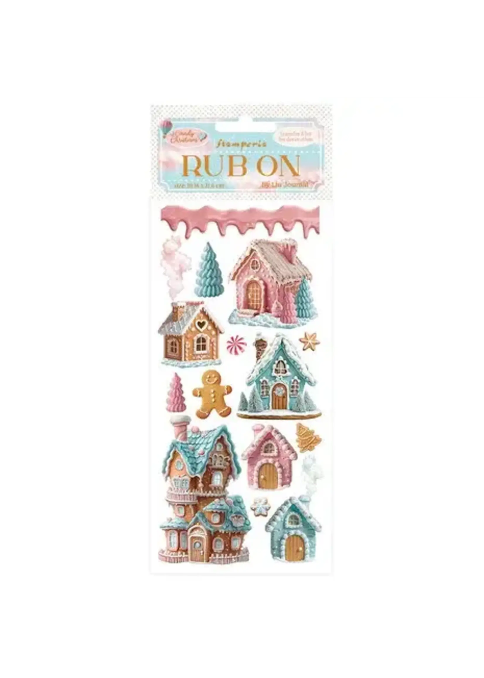 Candy Christmas Rub-on 4x8,5 Inch Marzipan Houses (DFLRB176)