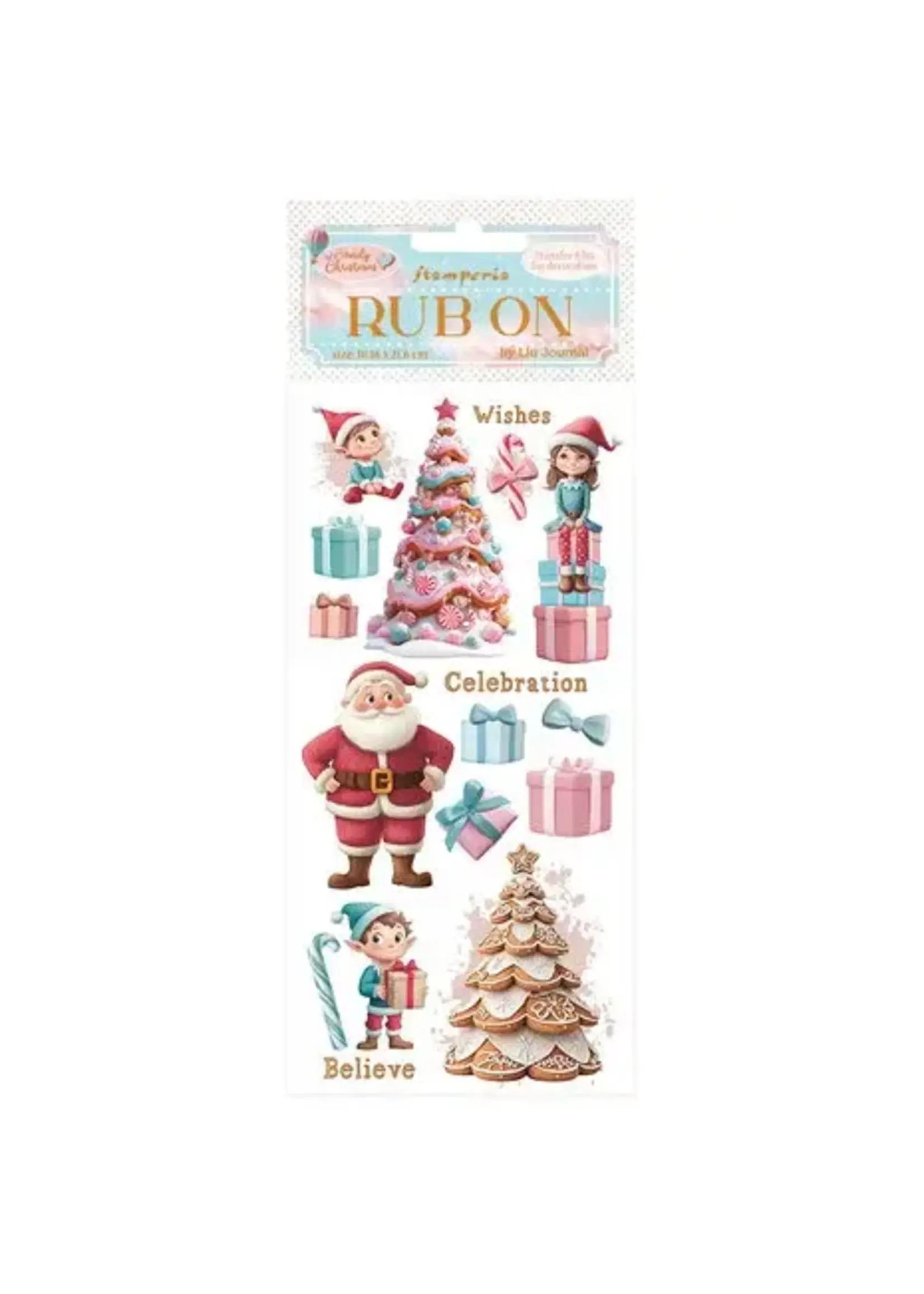 Candy Christmas Rub-on 4x8,5 Inch Santa Claus (DFLRB173)