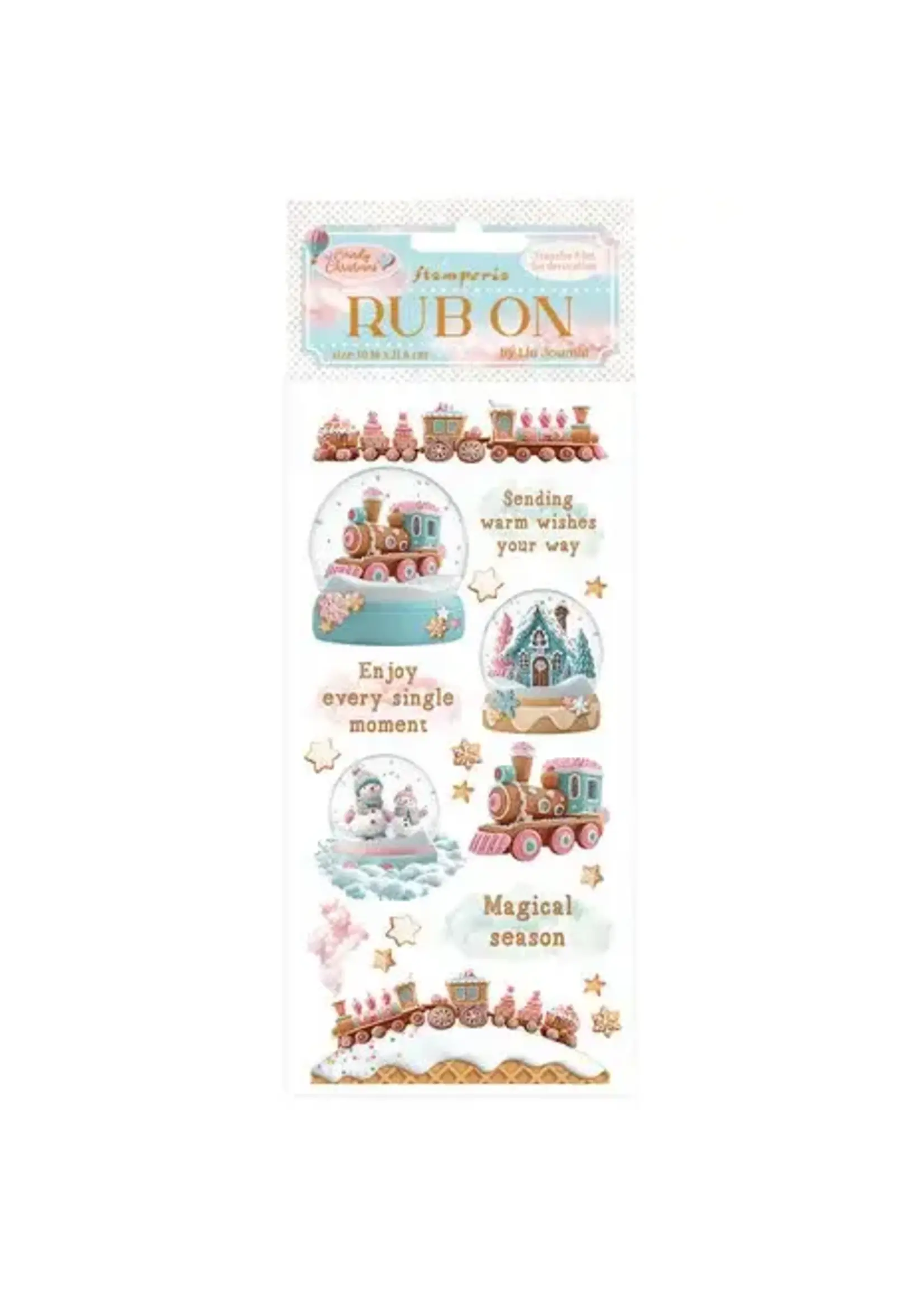 Candy Christmas Rub-on 4x8,5 Inch Snowglobes (DFLRB174)