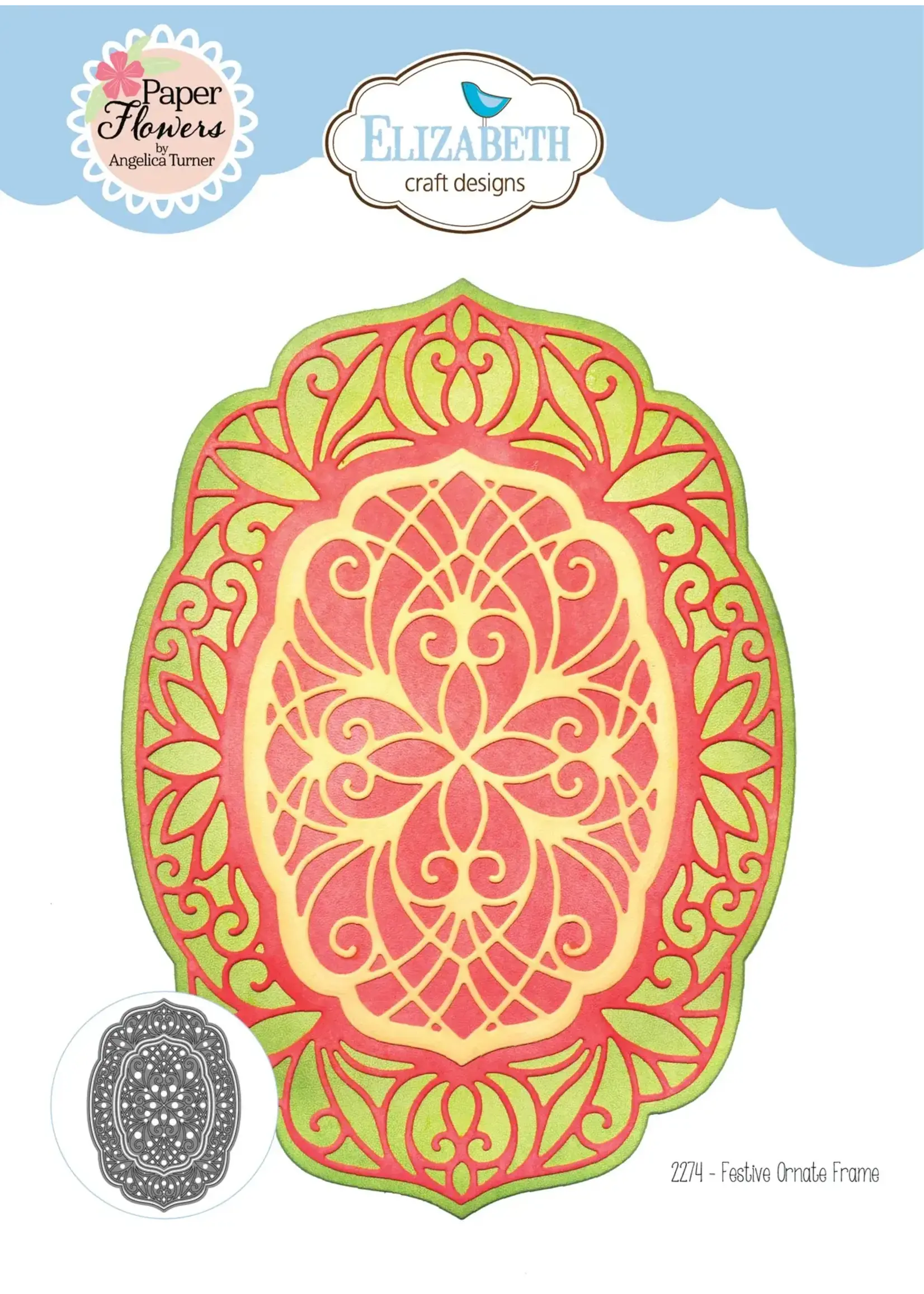 Feestelijk sierlijk frame Papier bloemenartikelnummer: 2274